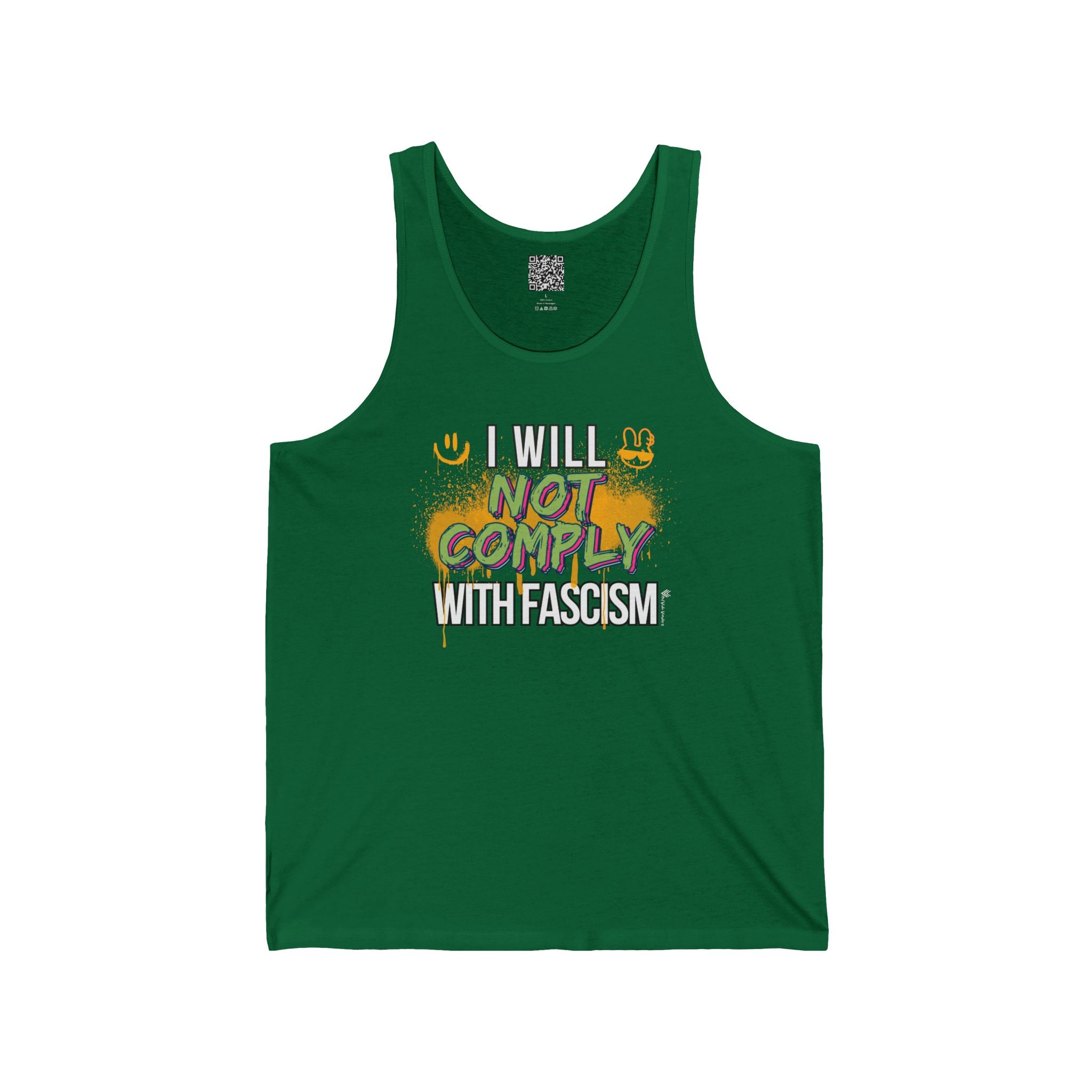 I Will Not Comply With Fascism Tank – Graffiti Protest Tank Top
