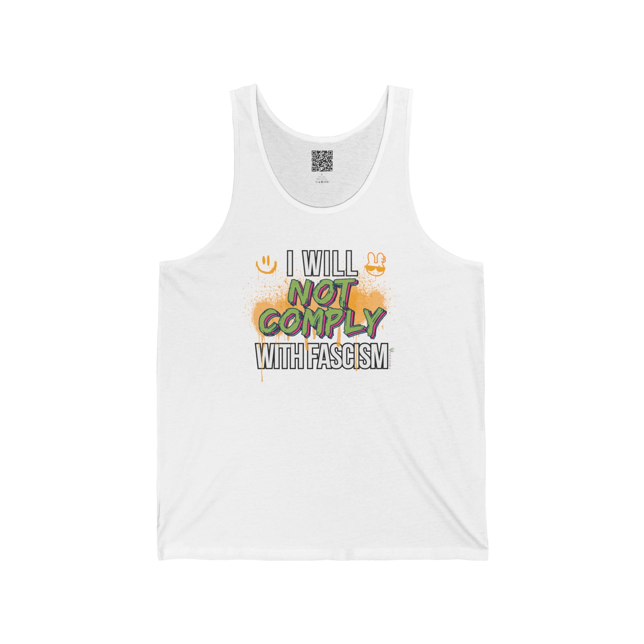 I Will Not Comply With Fascism Tank – Graffiti Protest Tank Top