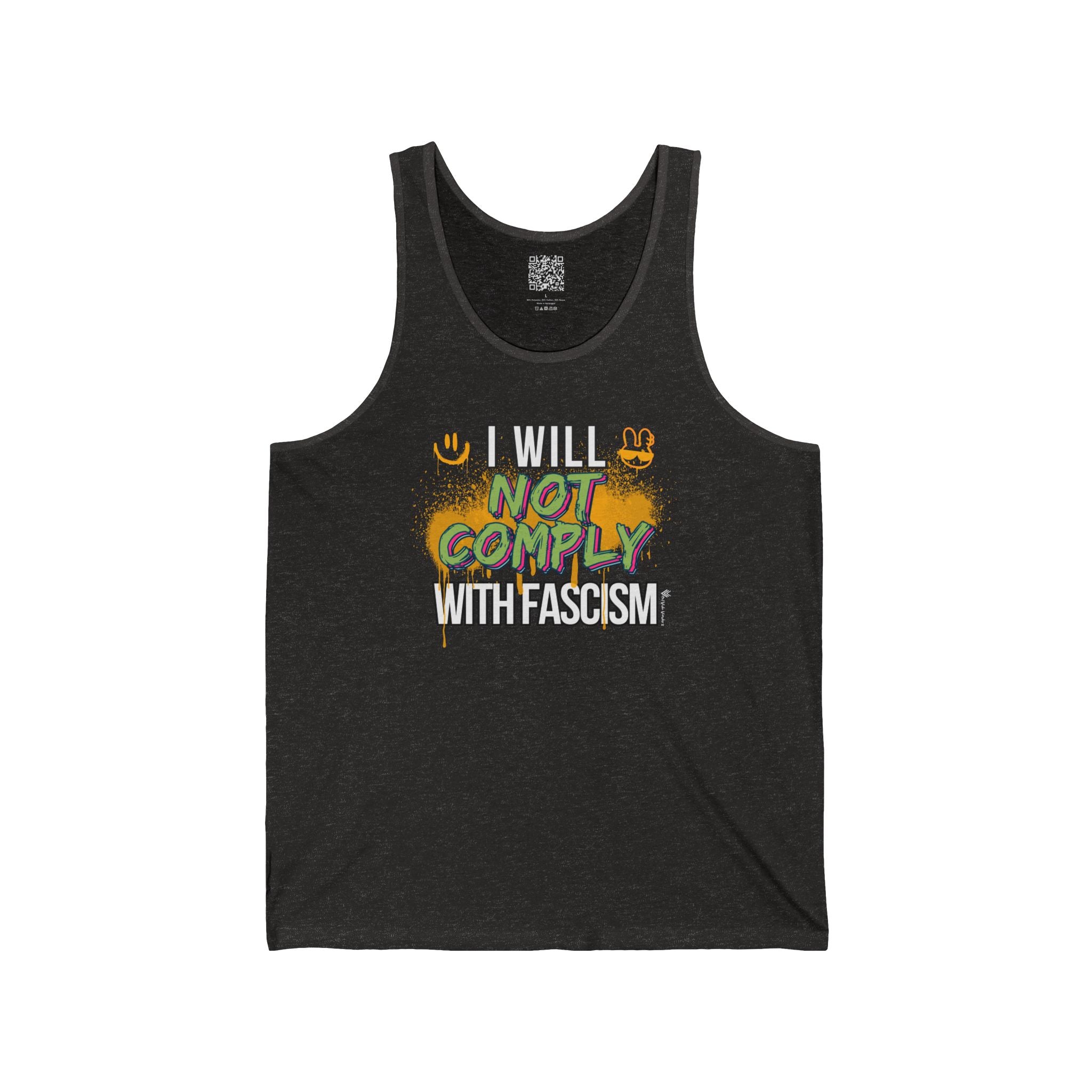 I Will Not Comply With Fascism Tank – Graffiti Protest Tank Top