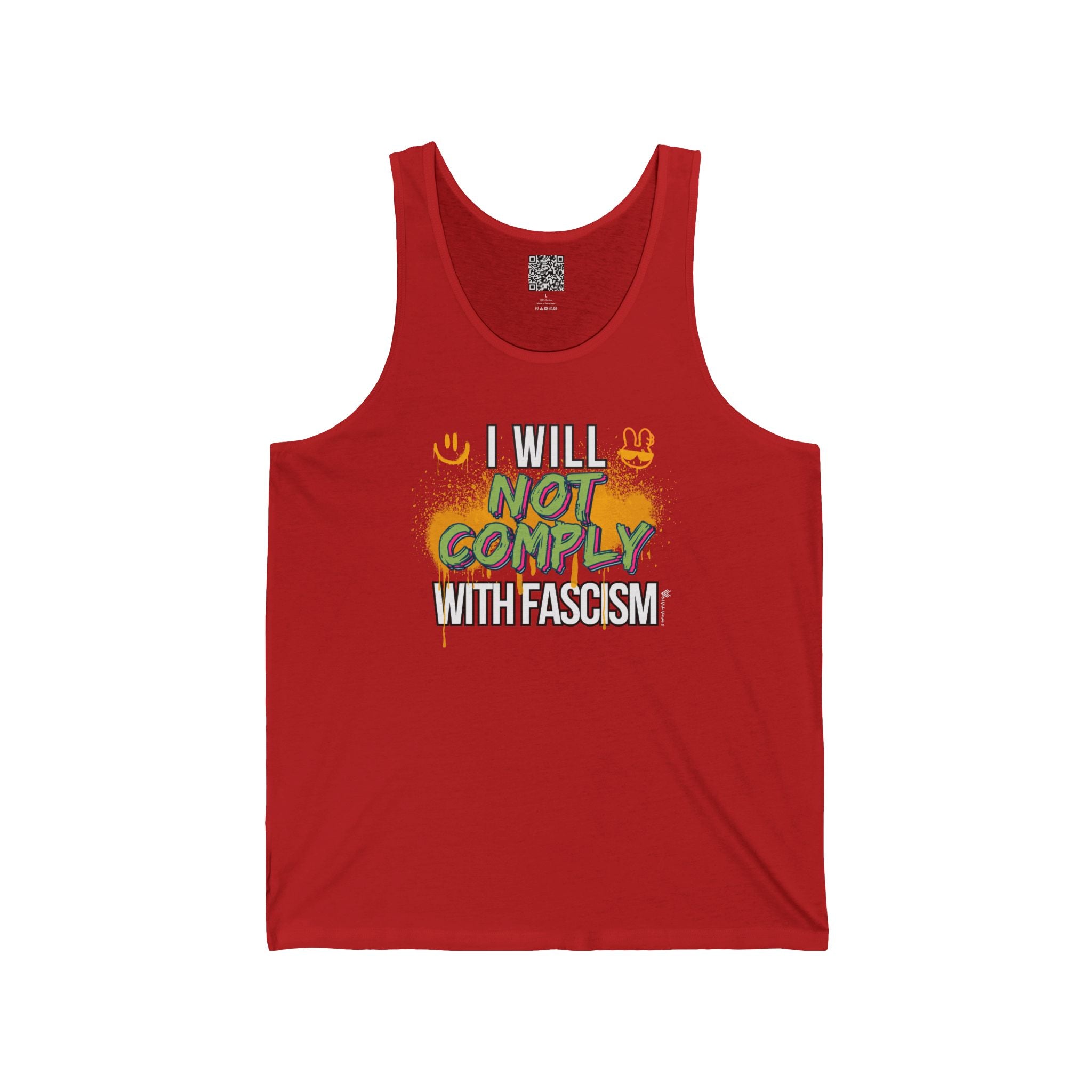 I Will Not Comply With Fascism Tank – Graffiti Protest Tank Top