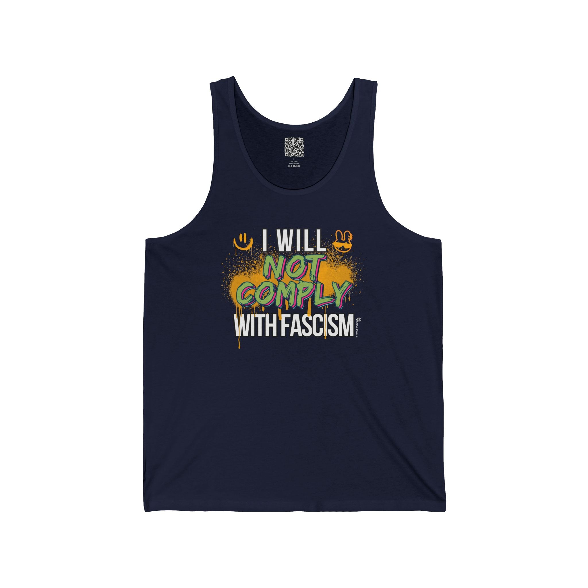 I Will Not Comply With Fascism Tank – Graffiti Protest Tank Top
