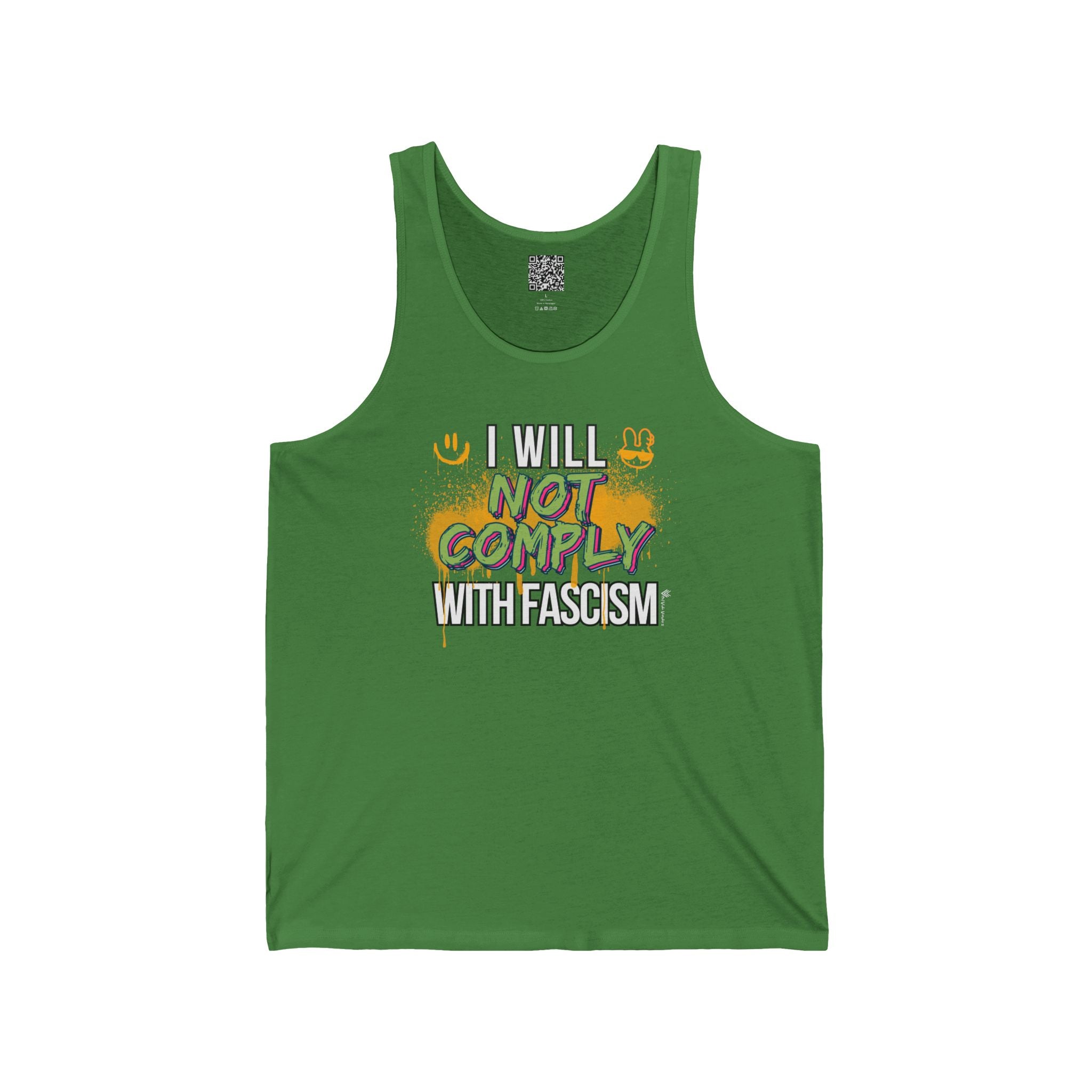 I Will Not Comply With Fascism Tank – Graffiti Protest Tank Top