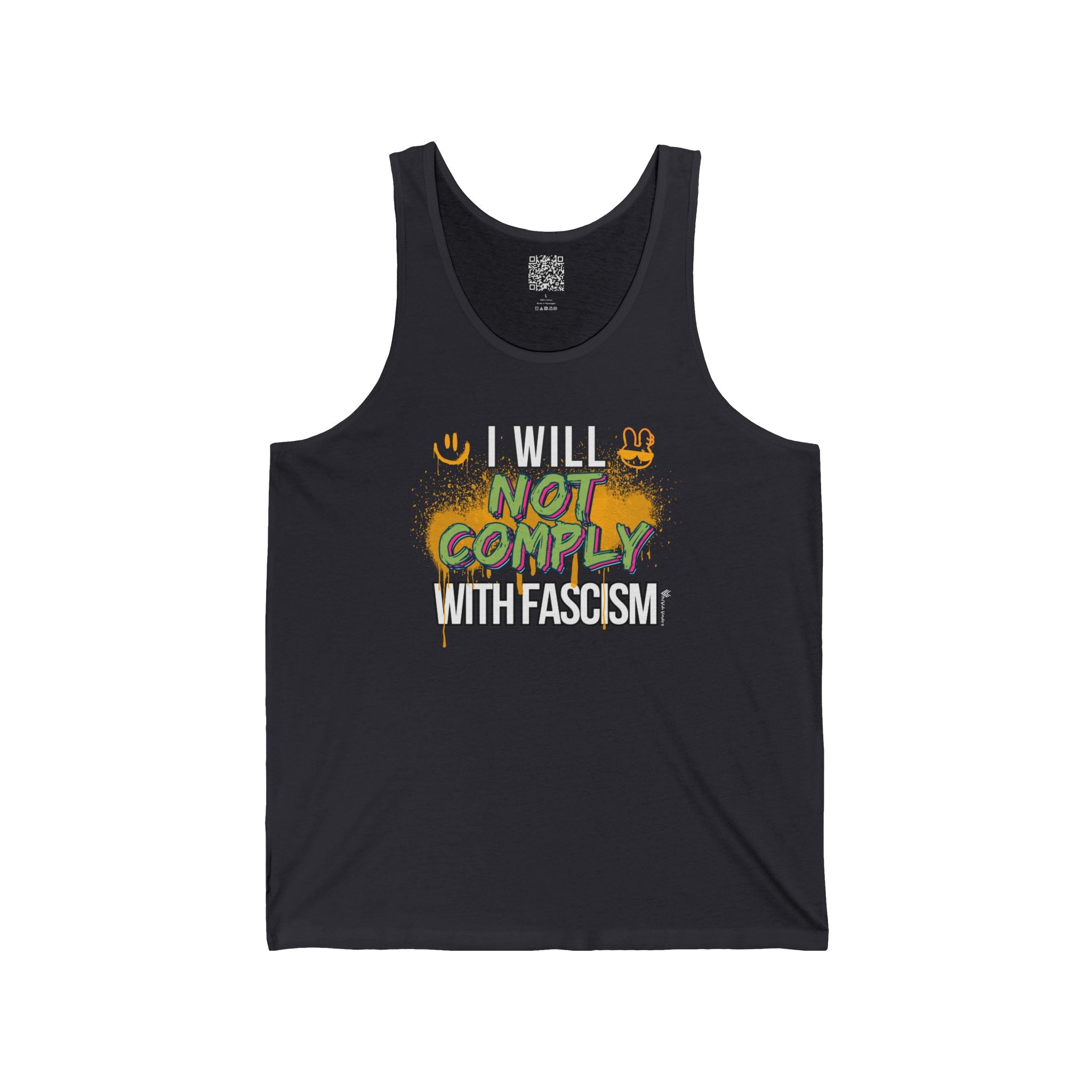 I Will Not Comply With Fascism Tank – Graffiti Protest Tank Top