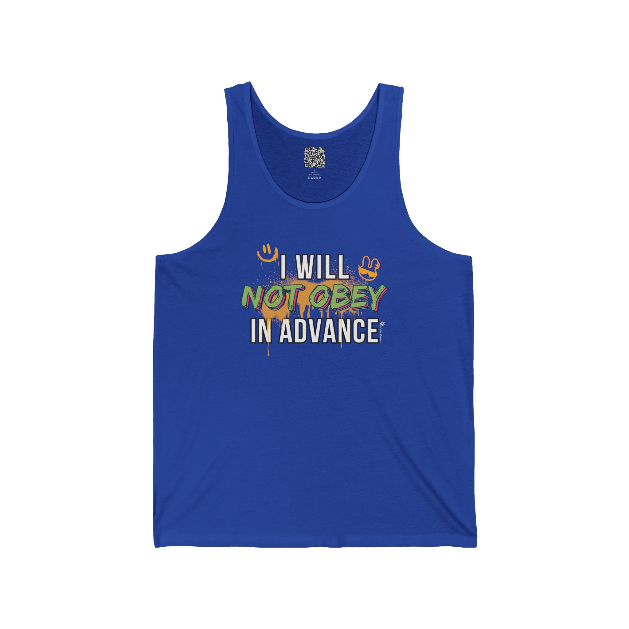 I Will Not Obey in Advance Tank – Graffiti Protest Tank Top