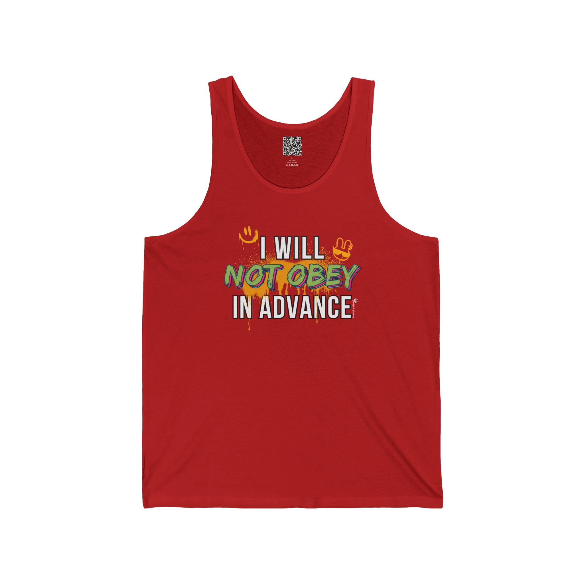 I Will Not Obey in Advance Tank – Graffiti Protest Tank Top
