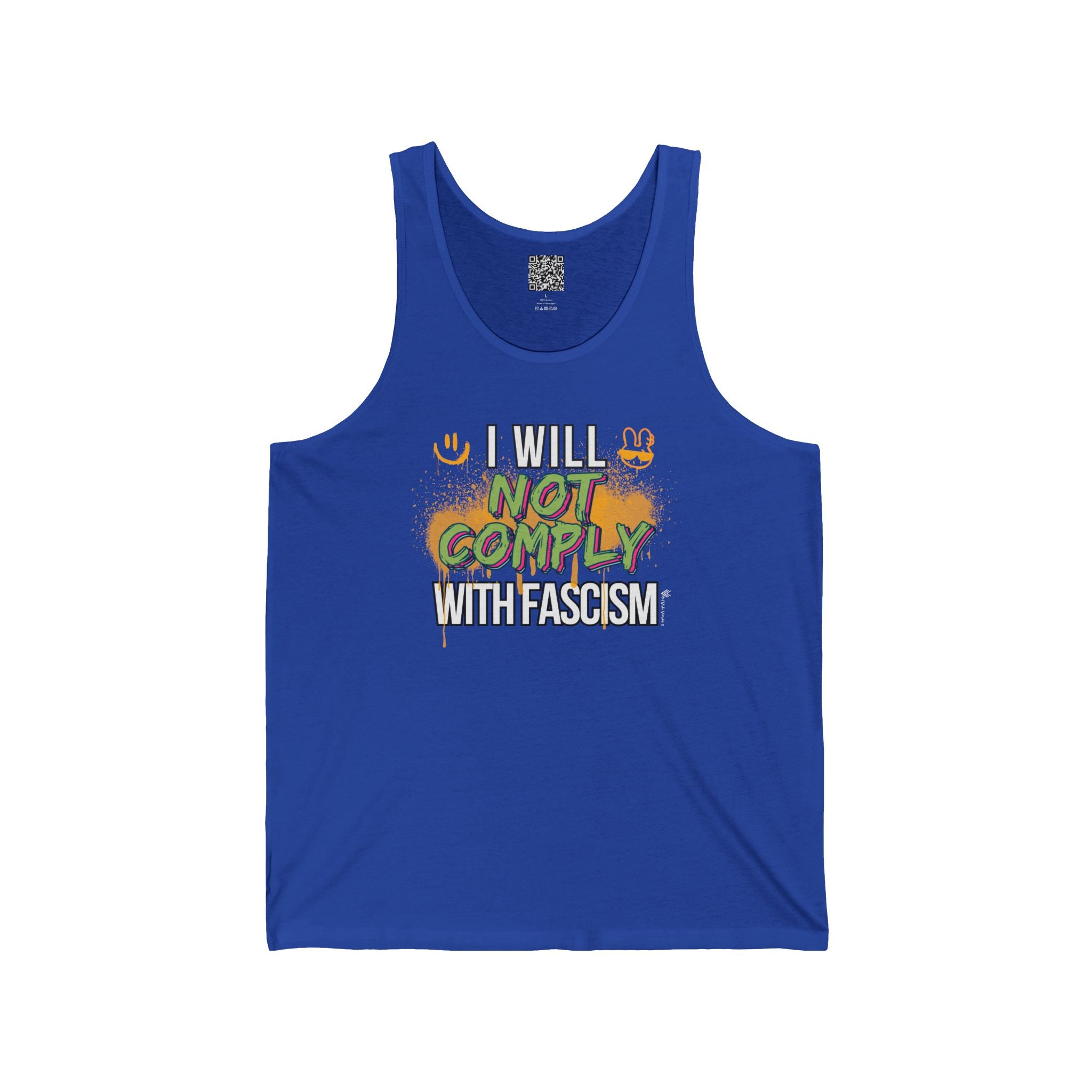 I Will Not Comply With Fascism Tank – Graffiti Protest Tank Top