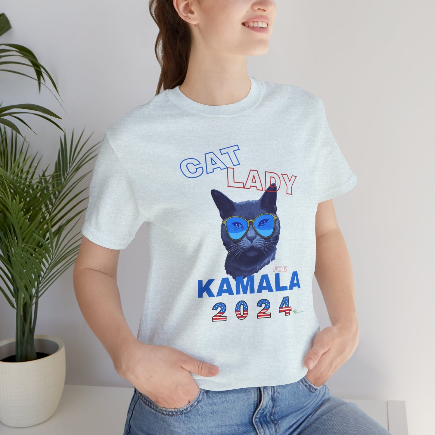 Cat Lady For Kamala Jersey Tee- Black Cat, One-Sided Design