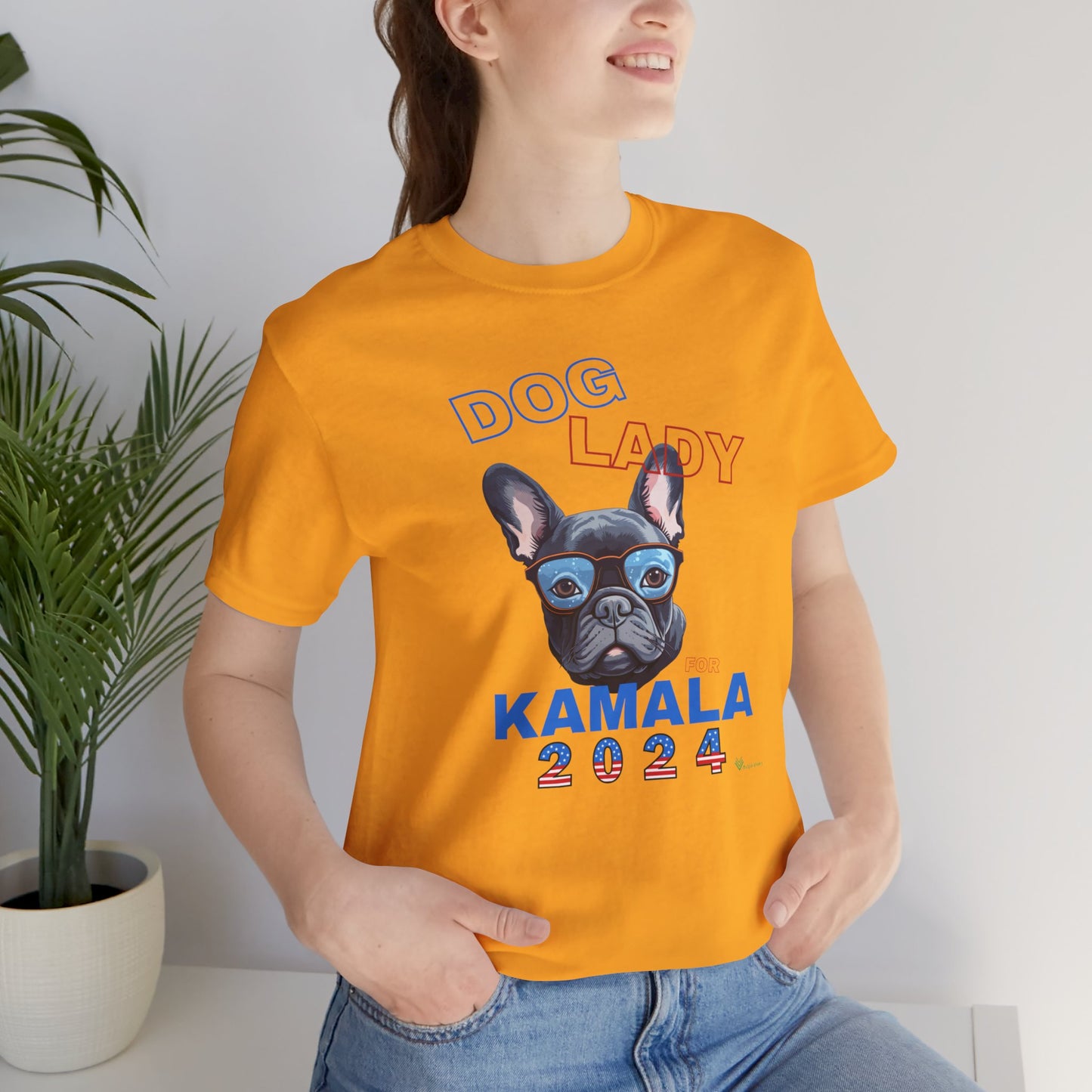 Dog Lady For Kamala Jersey Tee- Frenchie, One-Sided Design