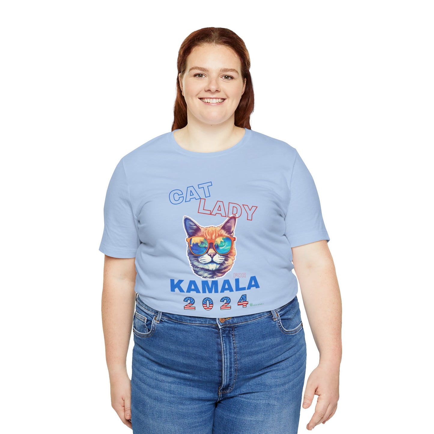 Cat Lady For Kamala Jersey Tee- Orange Tabby #2, Double Sided Design