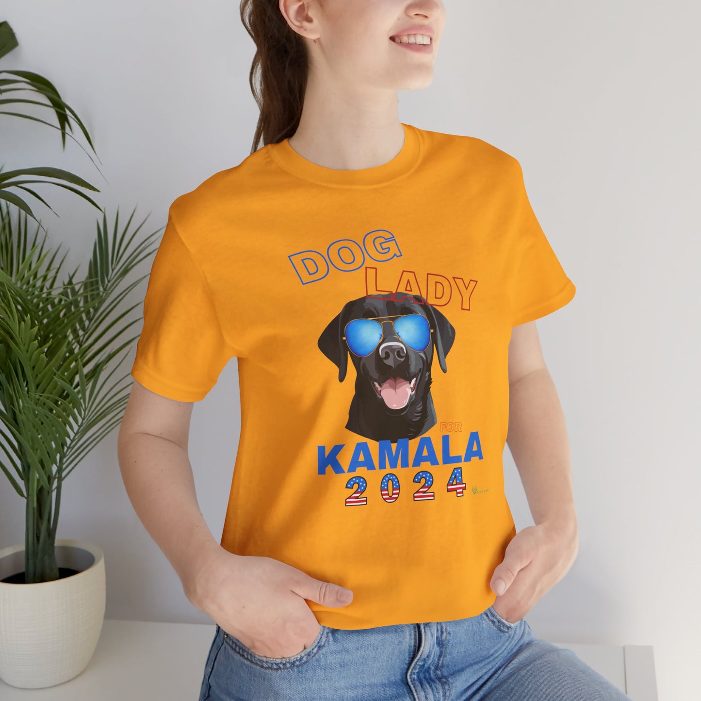 Dog Lady For Kamala Jersey Tee- Black Lab, Double-Sided Design