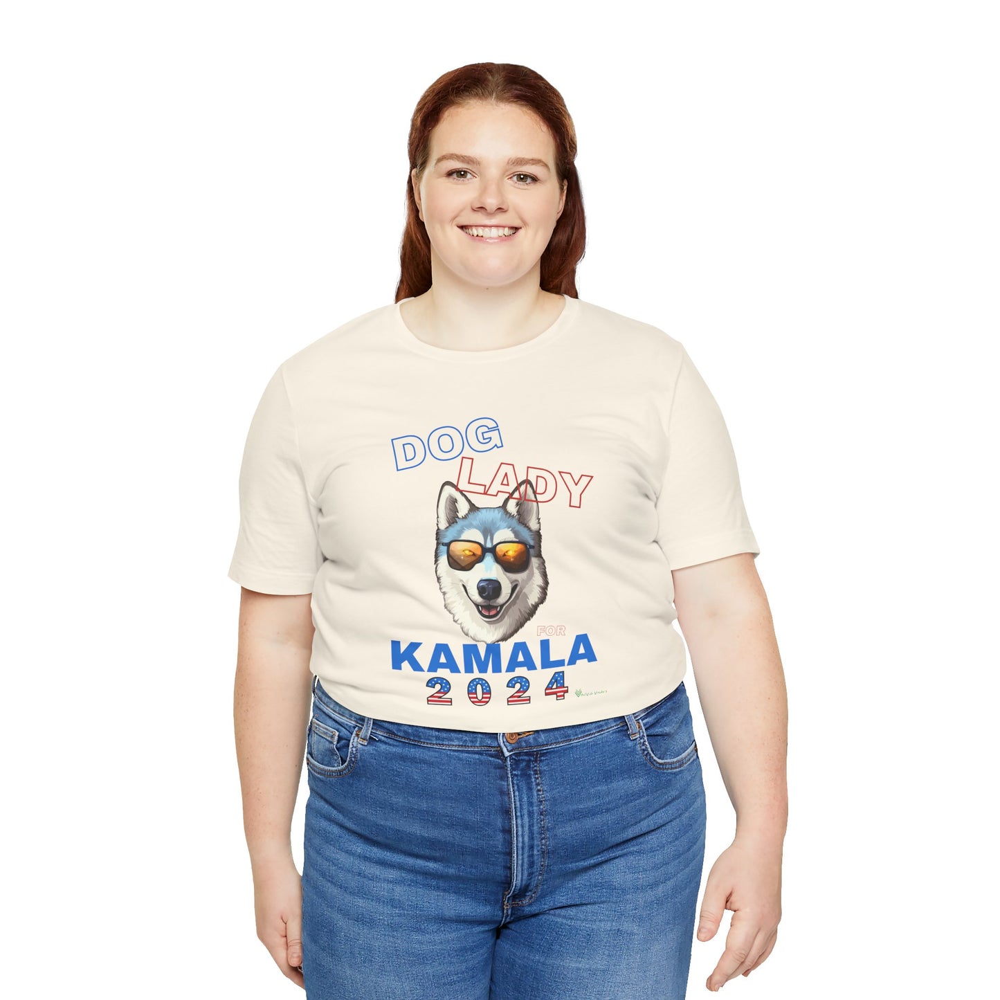 Dog Lady For Kamala Jersey Tee- Husky, Double-Sided Design