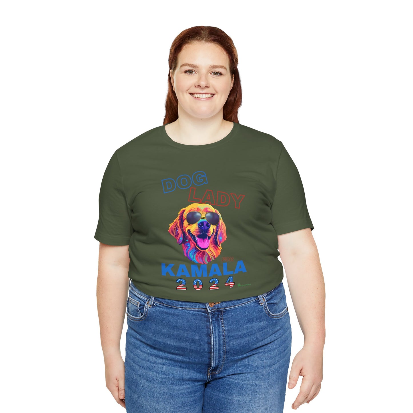 Dog Lady For Kamala Jersey Tee- Golden, One-Sided Design