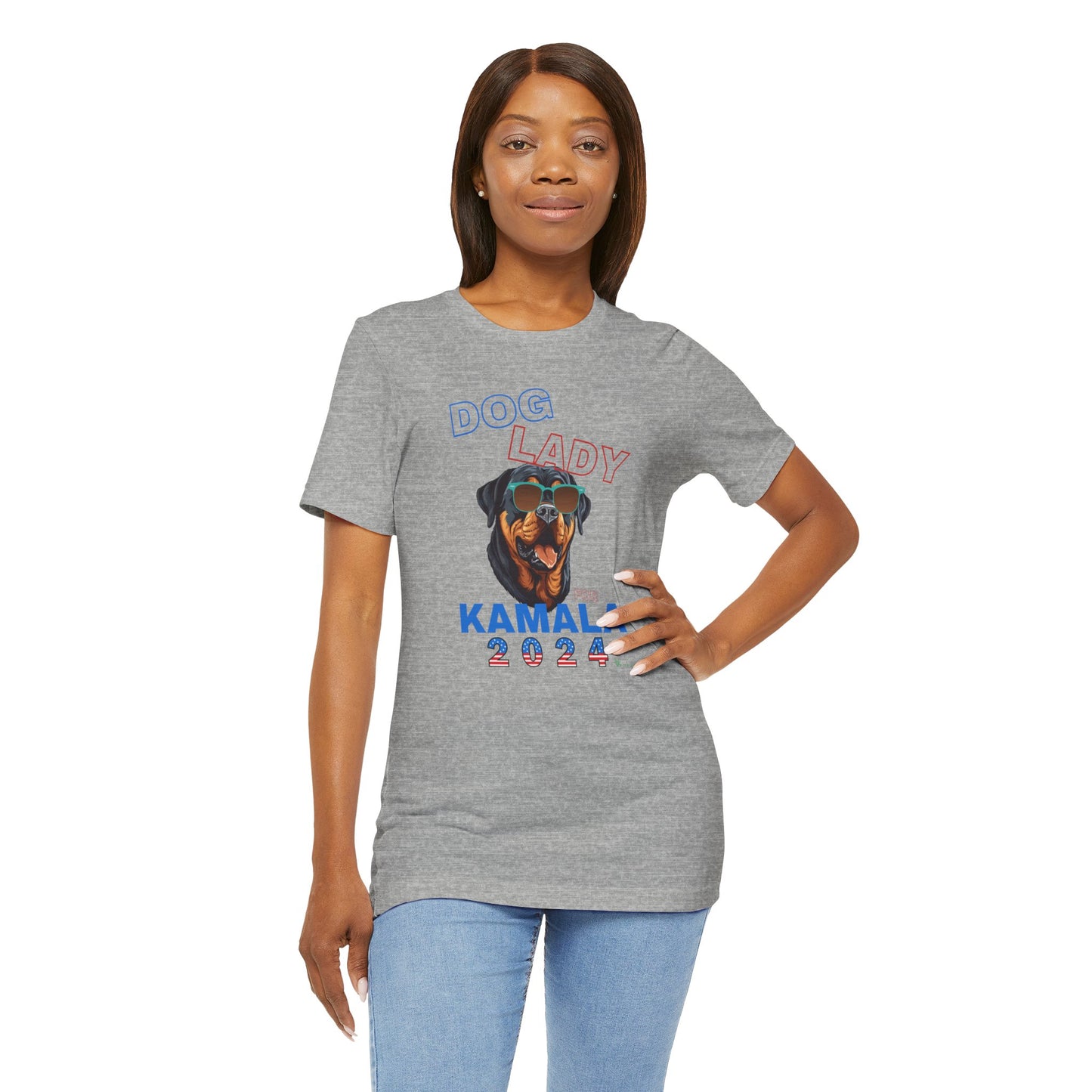 Dog Lady For Kamala Jersey Tee- Rottie, One-Sided Design