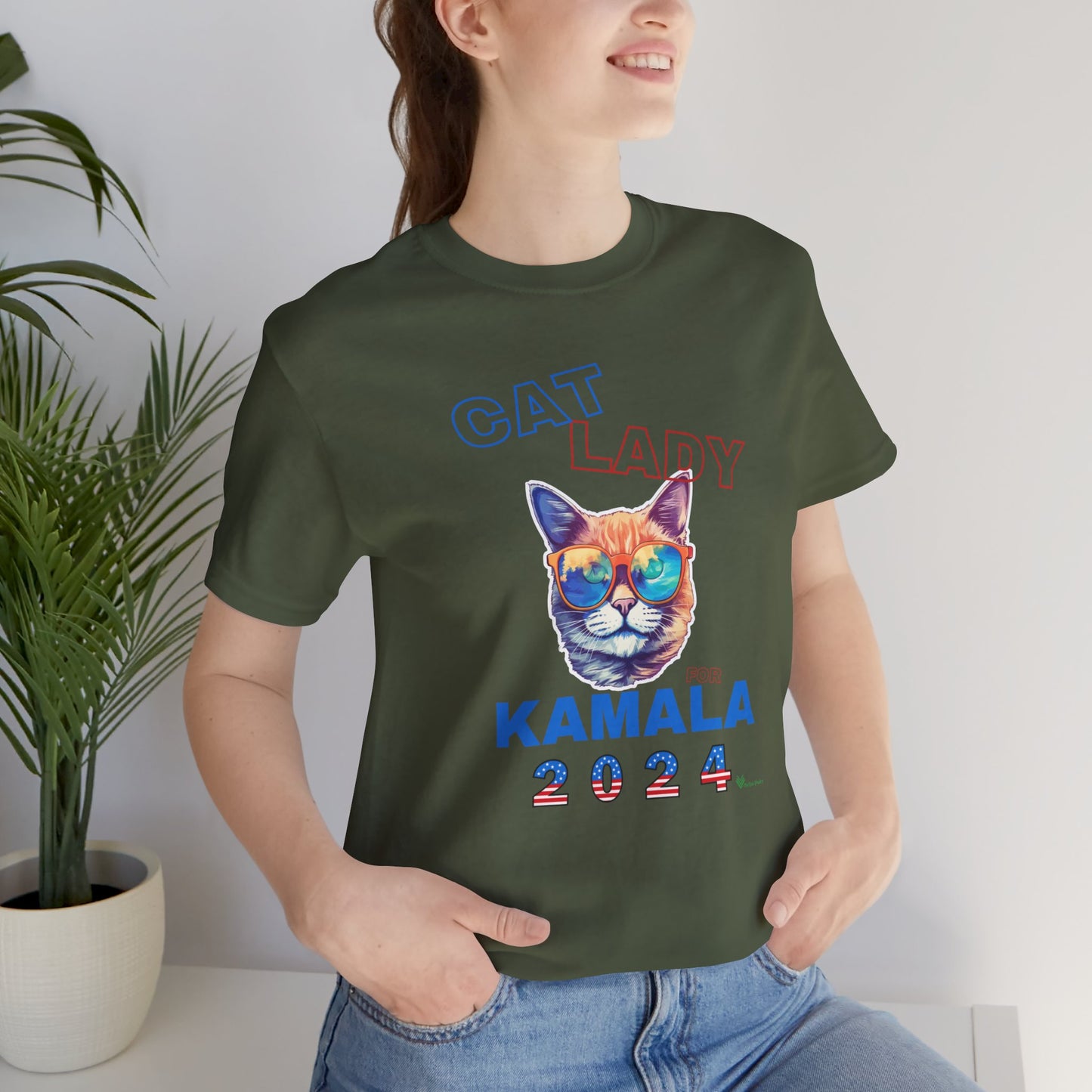 Cat Lady For Kamala Jersey Tee- Orange Tabby #2, One-Sided Design