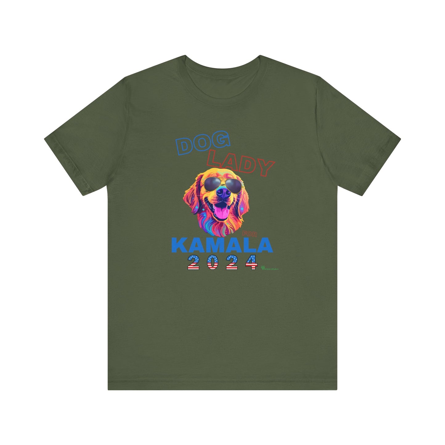 Dog Lady For Kamala Jersey Tee- Golden, Double-Side Design