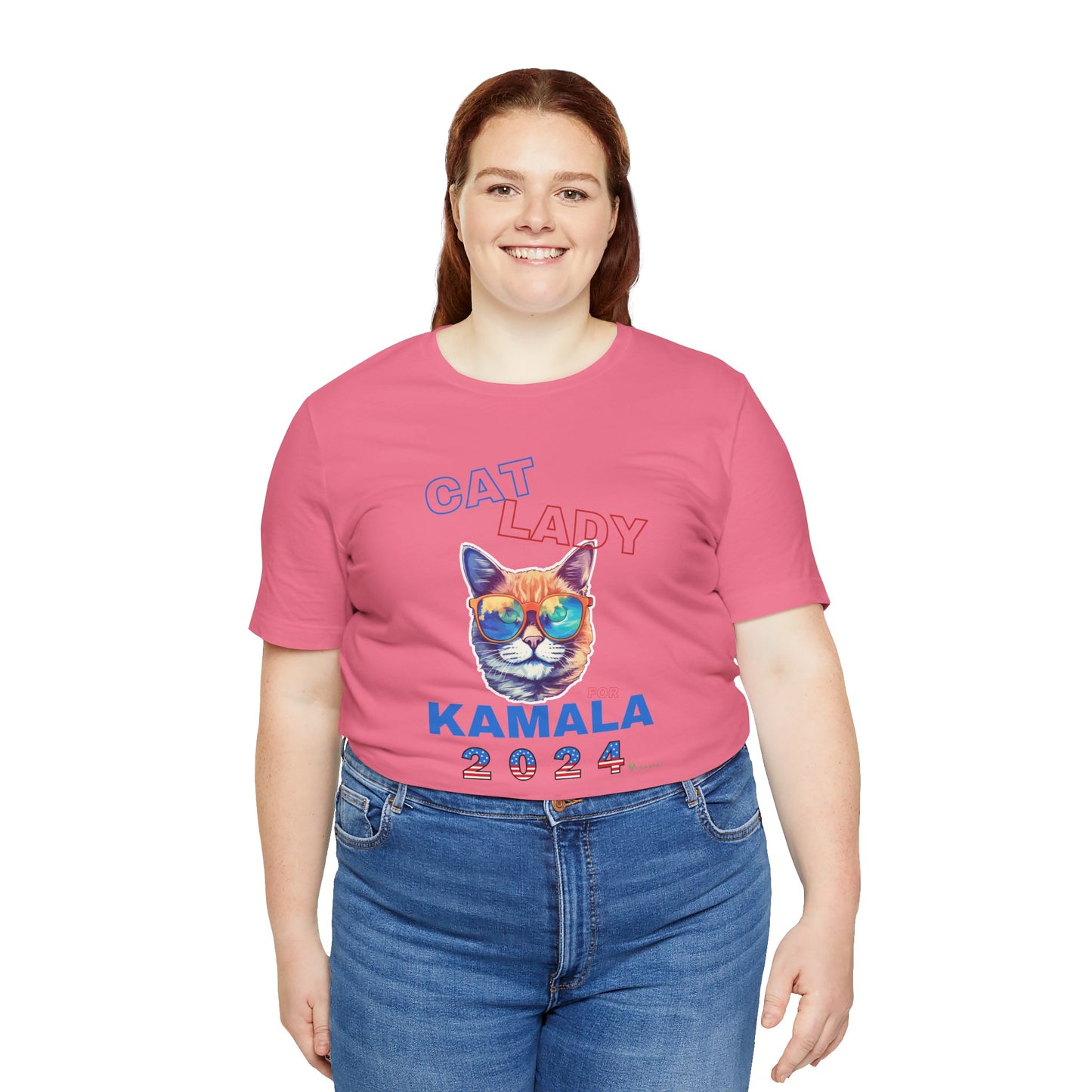 Cat Lady For Kamala Jersey Tee- Orange Tabby #2, One-Sided Design