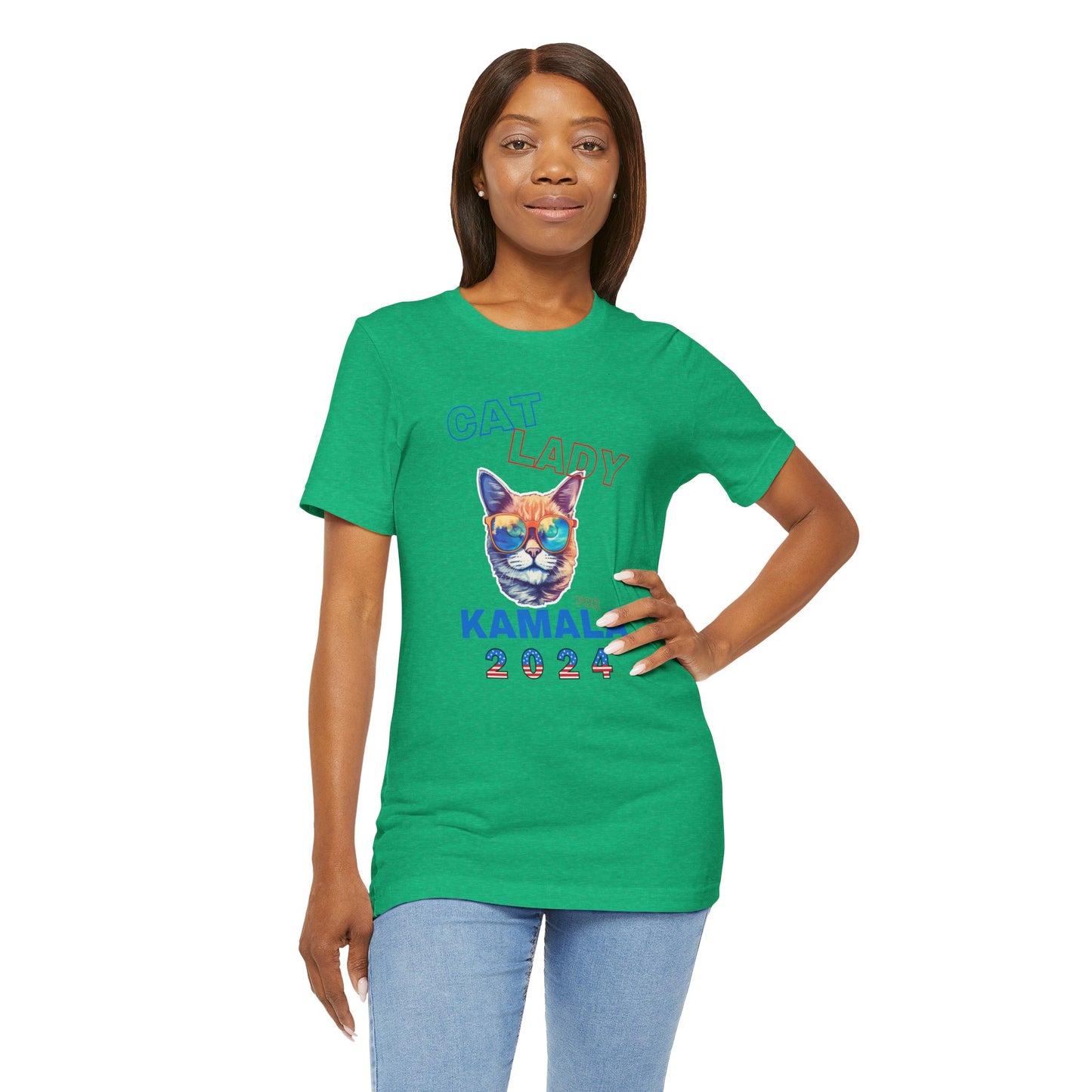 Cat Lady For Kamala Jersey Tee- Orange Tabby #2, One-Sided Design