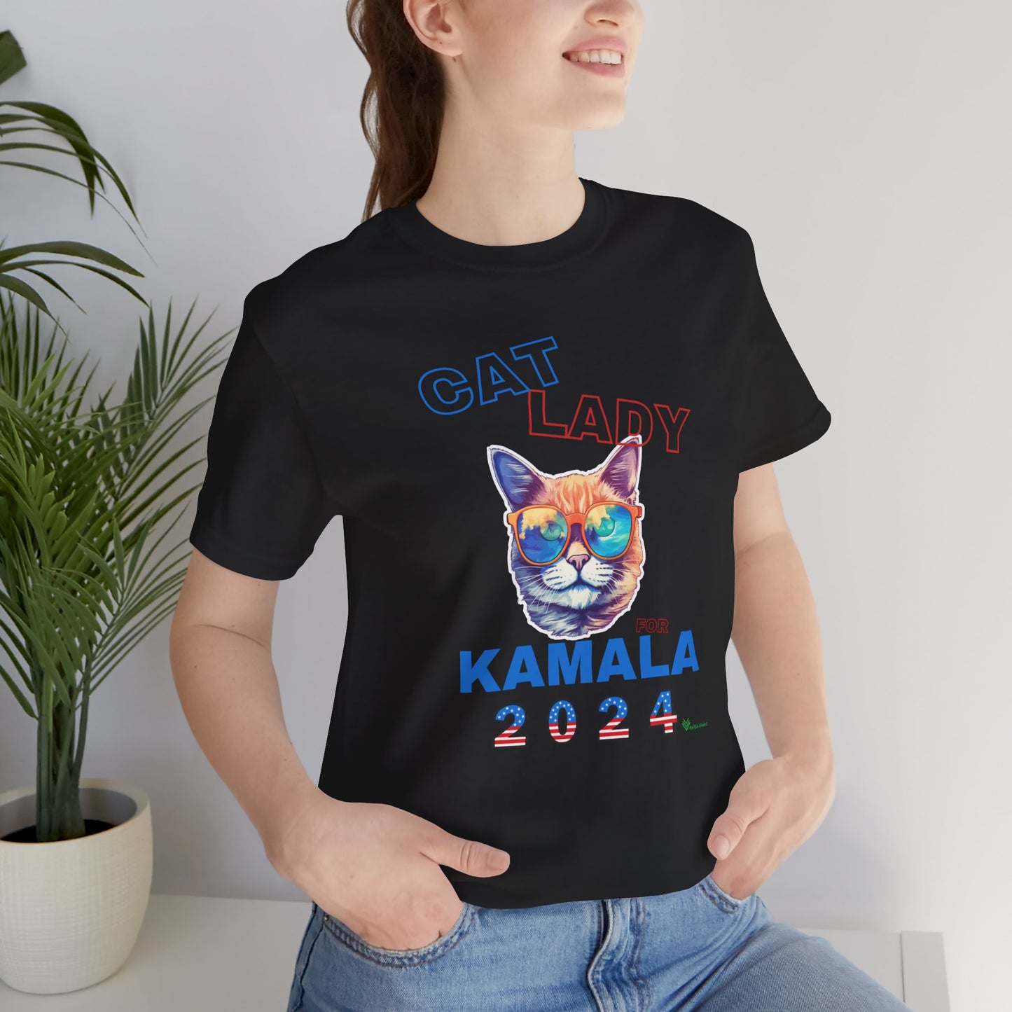 Cat Lady For Kamala Jersey Tee- Orange Tabby #2, One-Sided Design