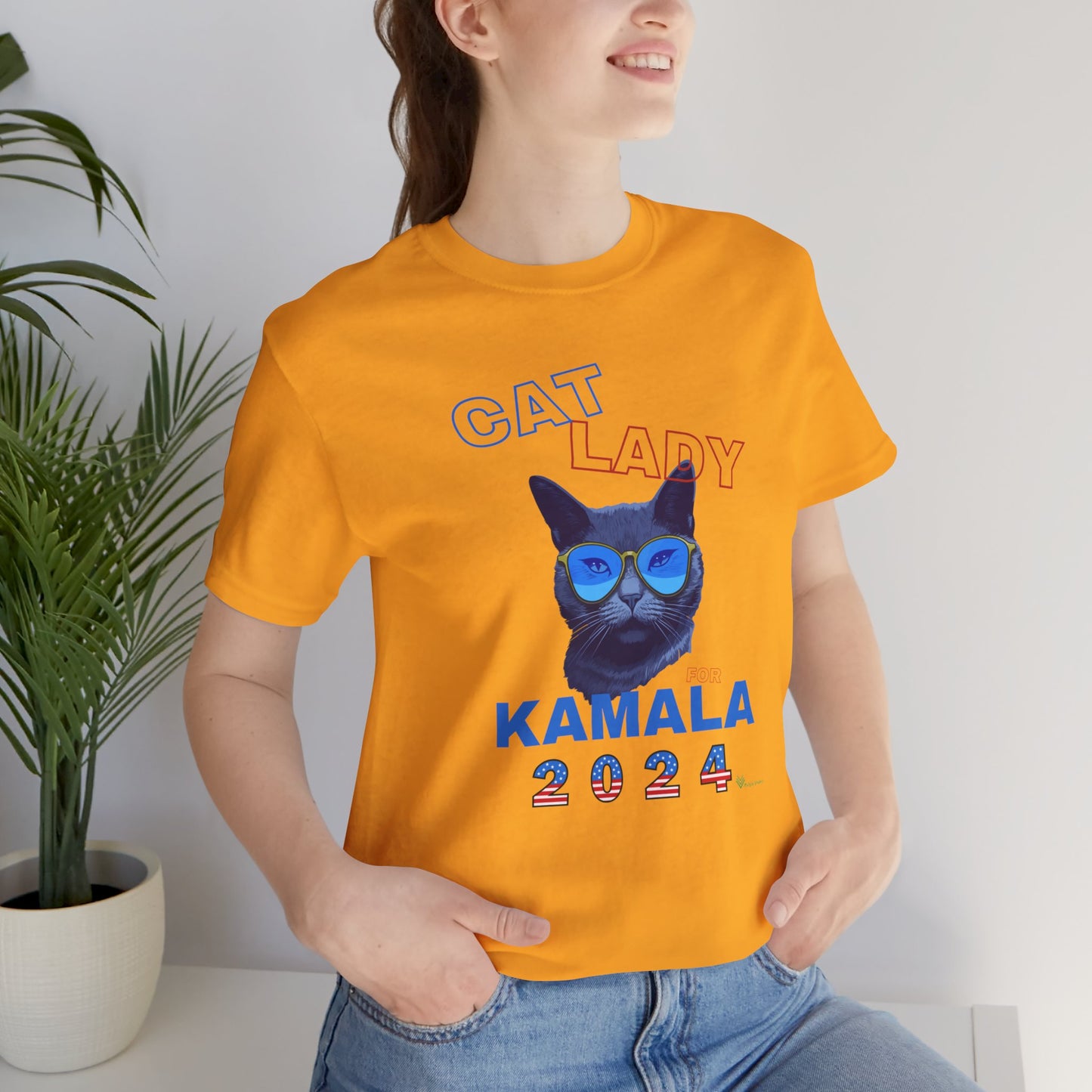 Cat Lady For Kamala Jersey Tee- Black Cat, One-Sided Design