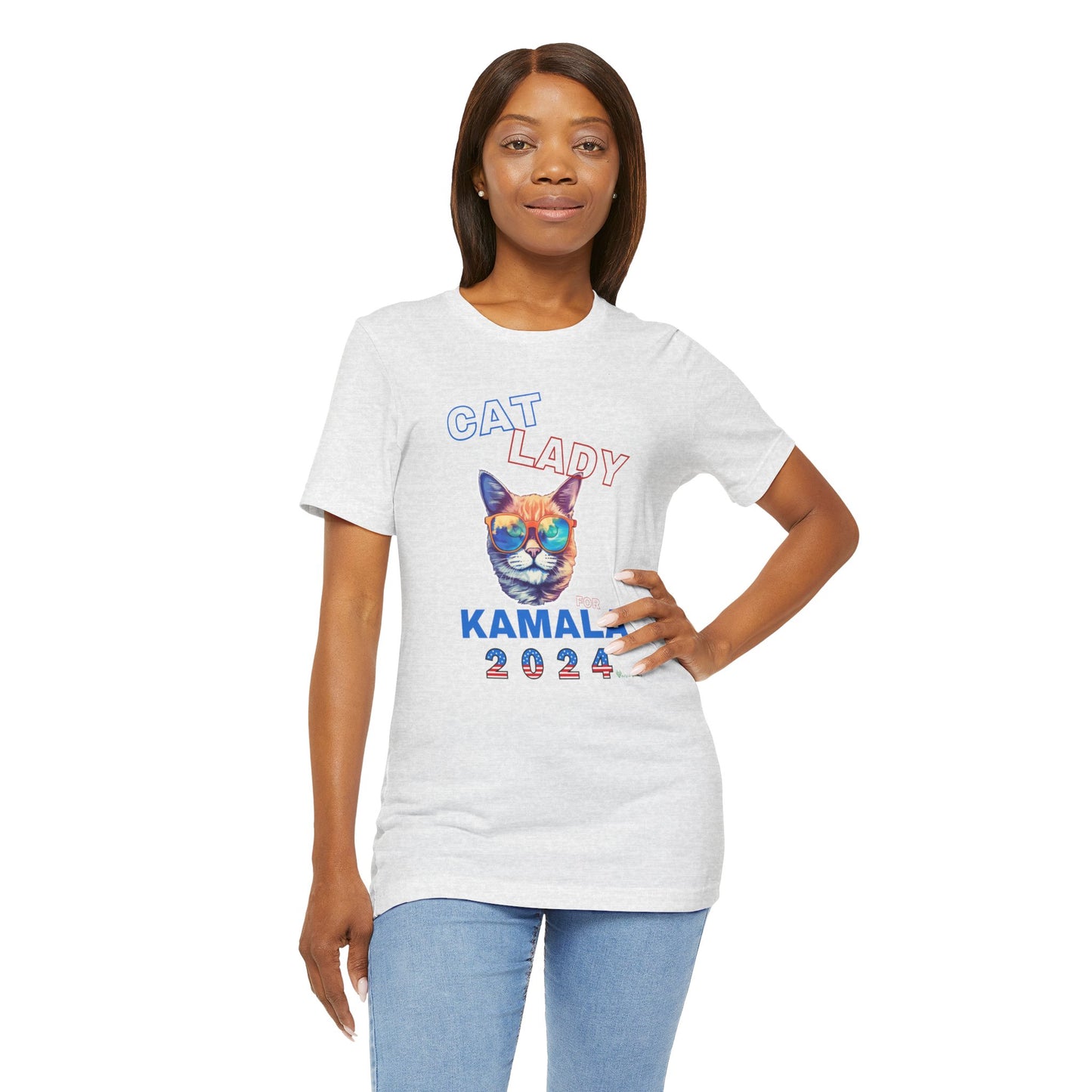 Cat Lady For Kamala Jersey Tee- Orange Tabby #2, One-Sided Design