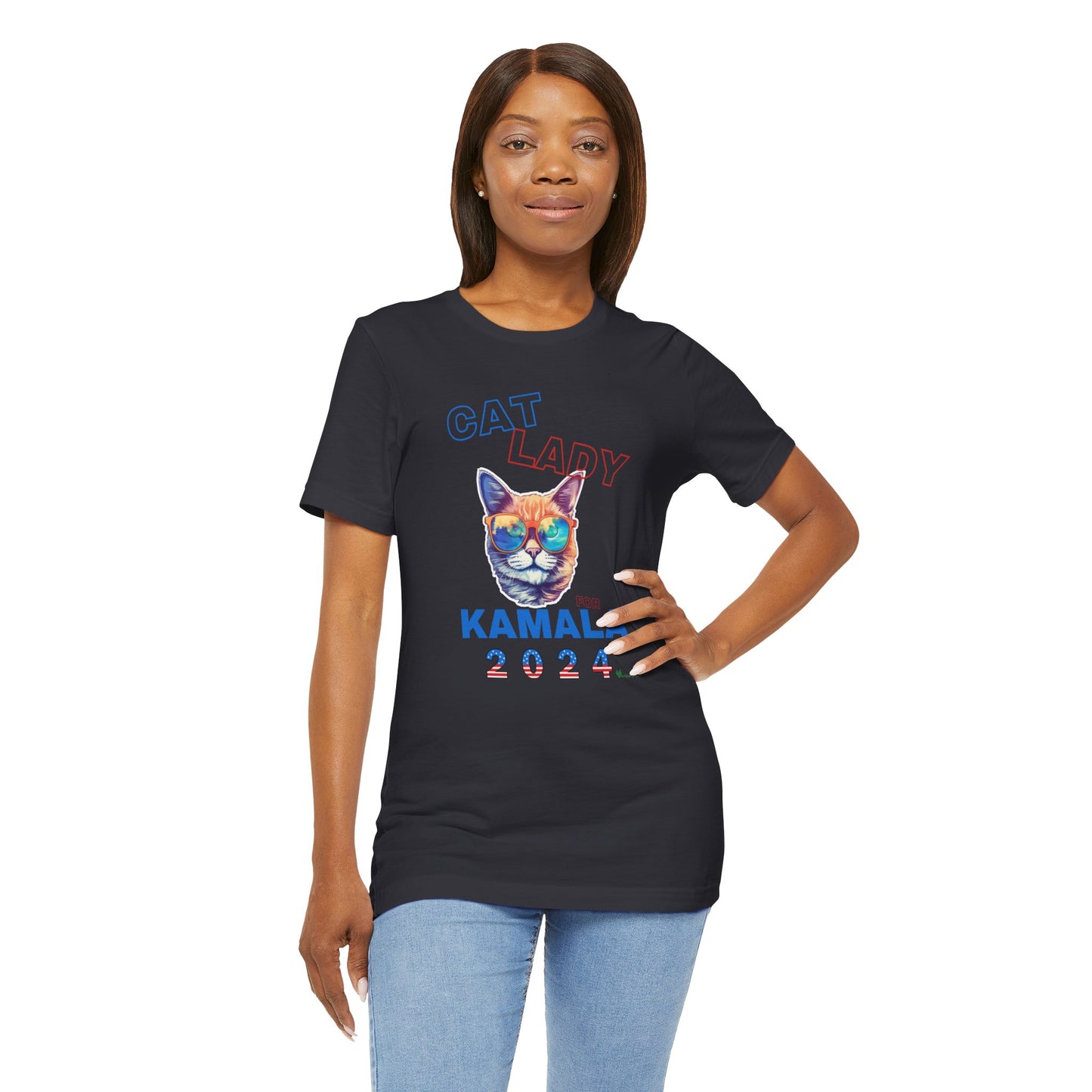 Cat Lady For Kamala Jersey Tee- Orange Tabby #2, One-Sided Design