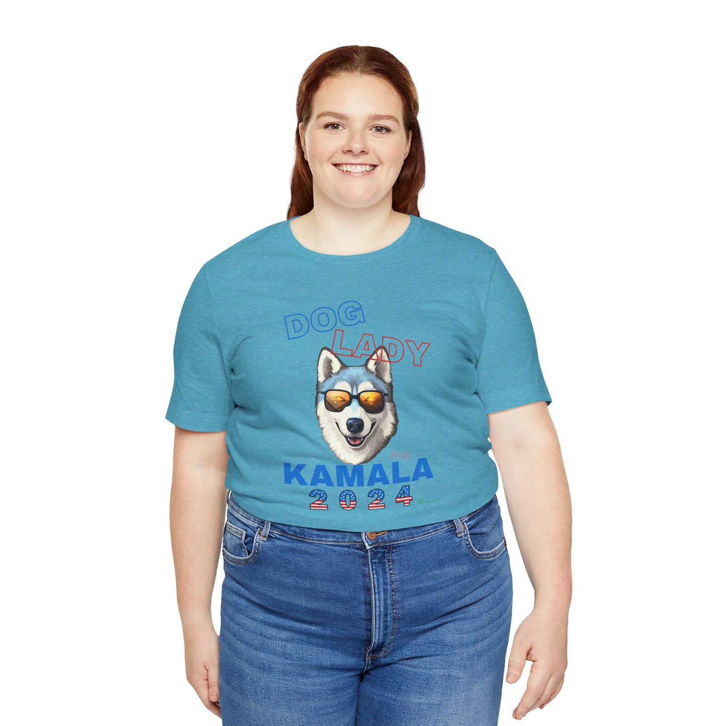 Dog Lady For Kamala Jersey Tee- Husky, Double-Sided Design