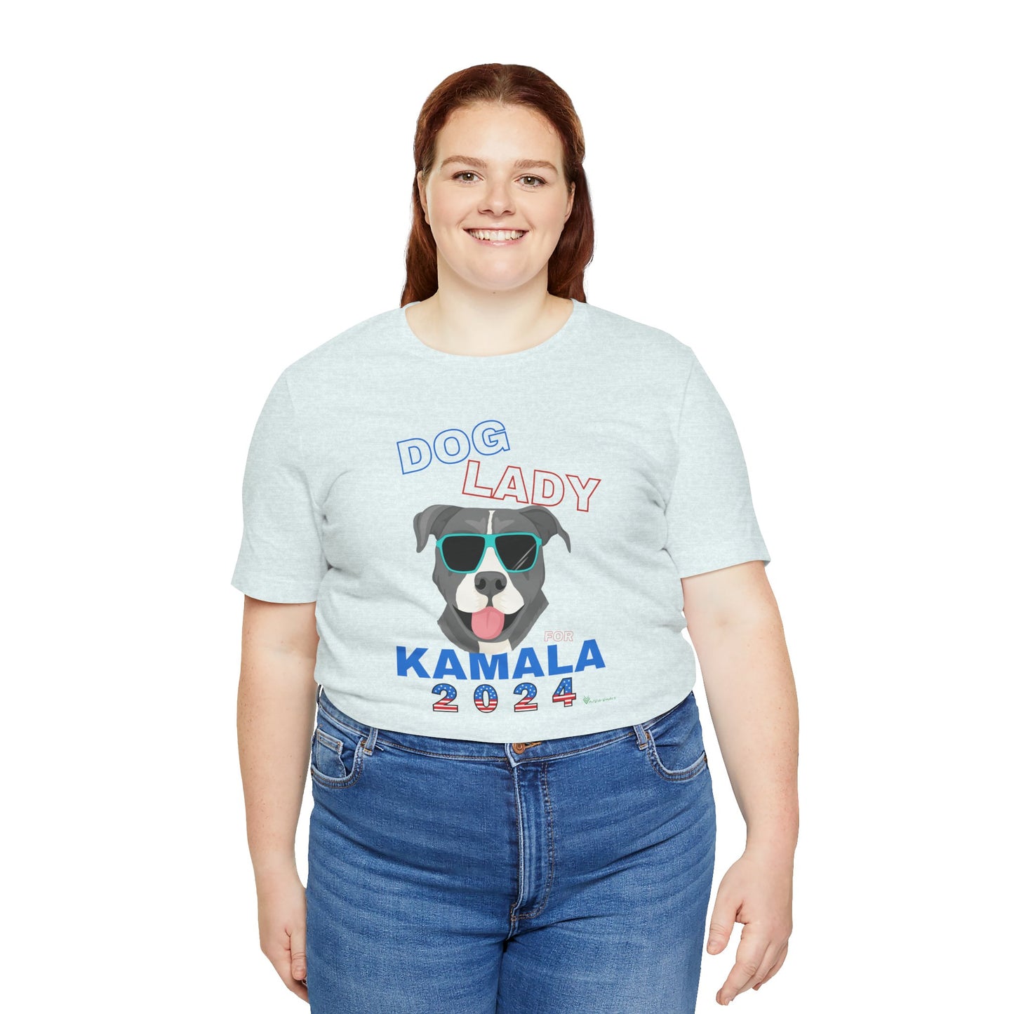 Dog Lady For Kamala Jersey Tee- Pittie, Double Sided Design