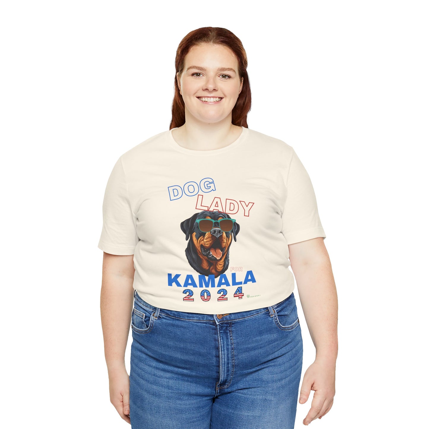 Dog Lady For Kamala Jersey Tee- Rottie, Double-Sided Design