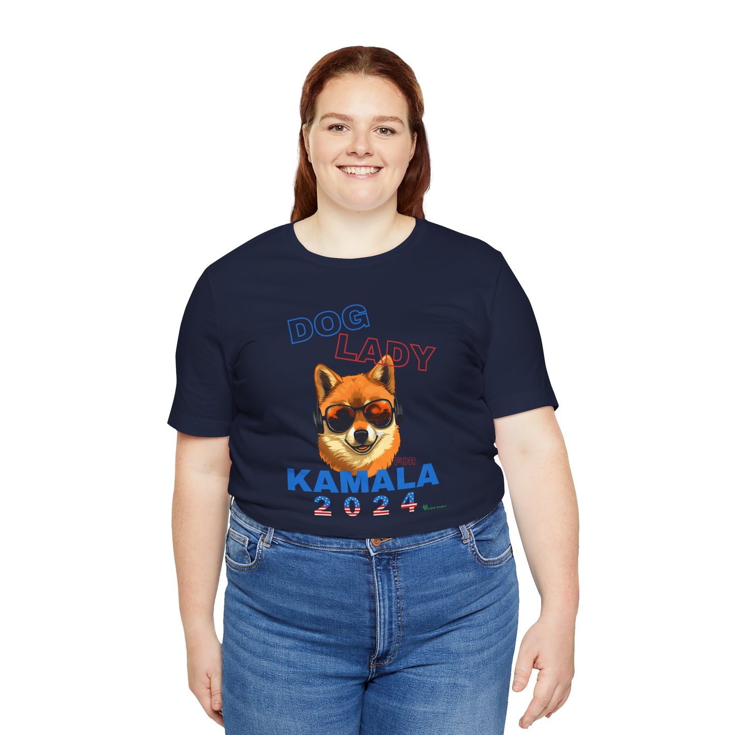 Dog Lady For Kamala Jersey Tee- Shiba Inu, Double-Sided Design