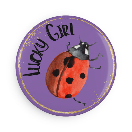 Lucky Girl Button Magnet, Round (1 or 10 pcs)