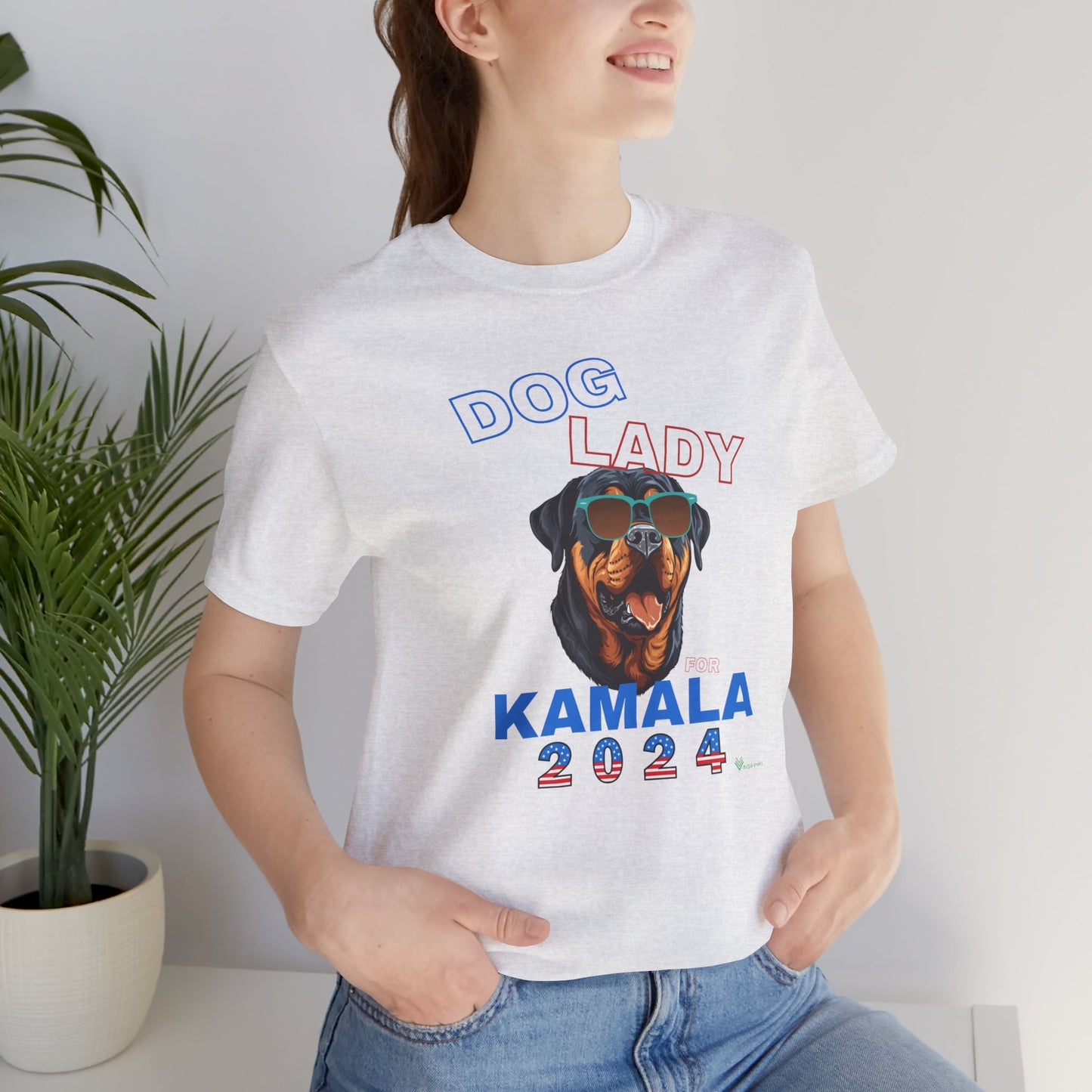 Dog Lady For Kamala Jersey Tee- Rottie, Double-Sided Design