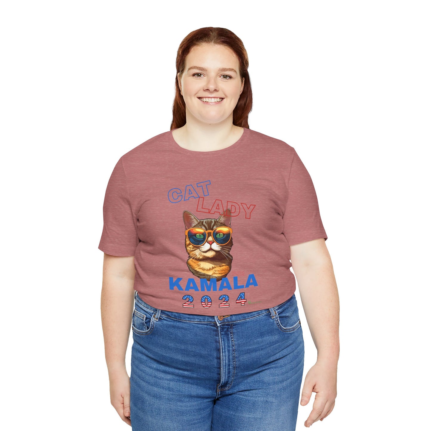 Cat Lady For Kamala Jersey Tee- Orange Tabby #1, One-Side Design