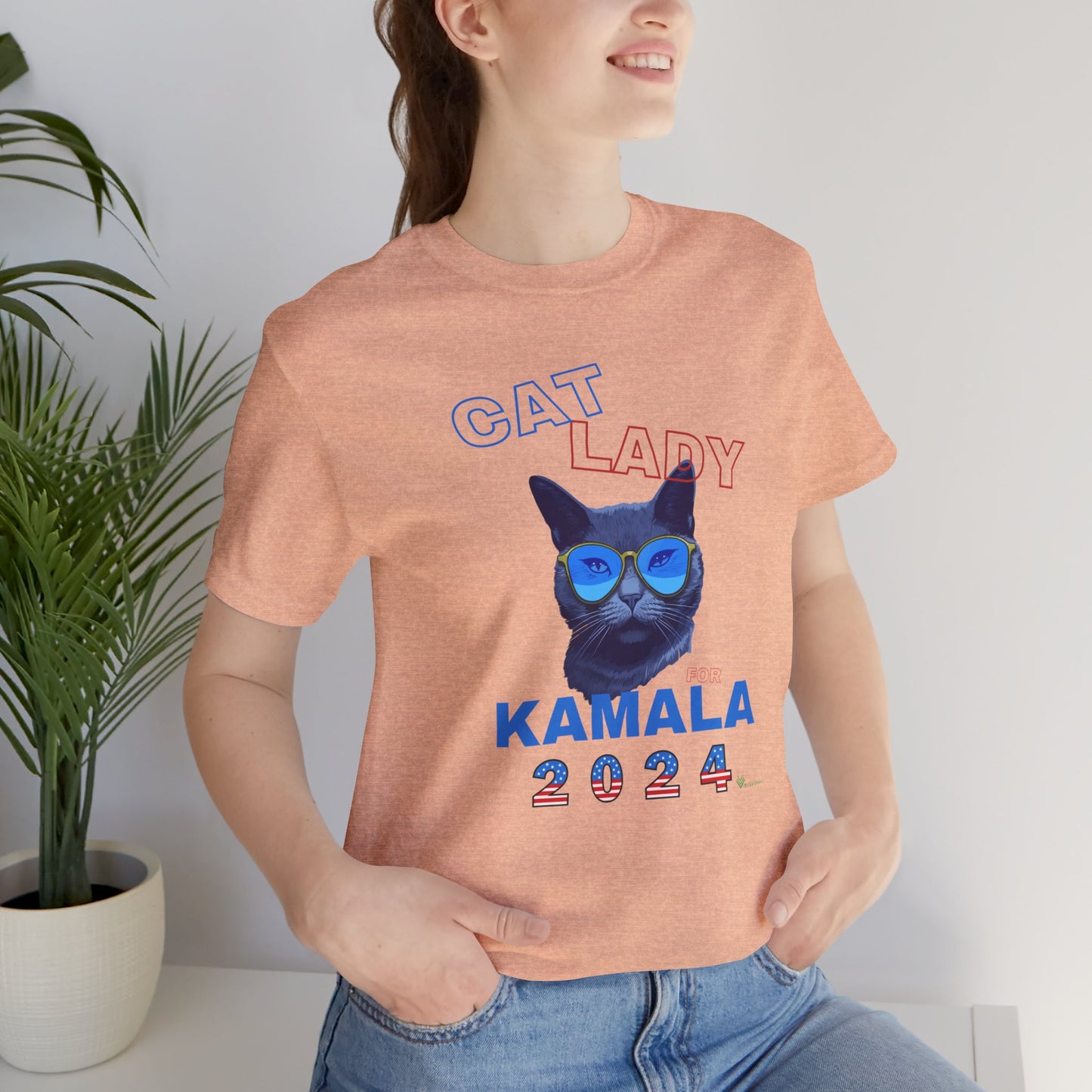 Cat Lady For Kamala Jersey Tee- Black Cat, One-Sided Design