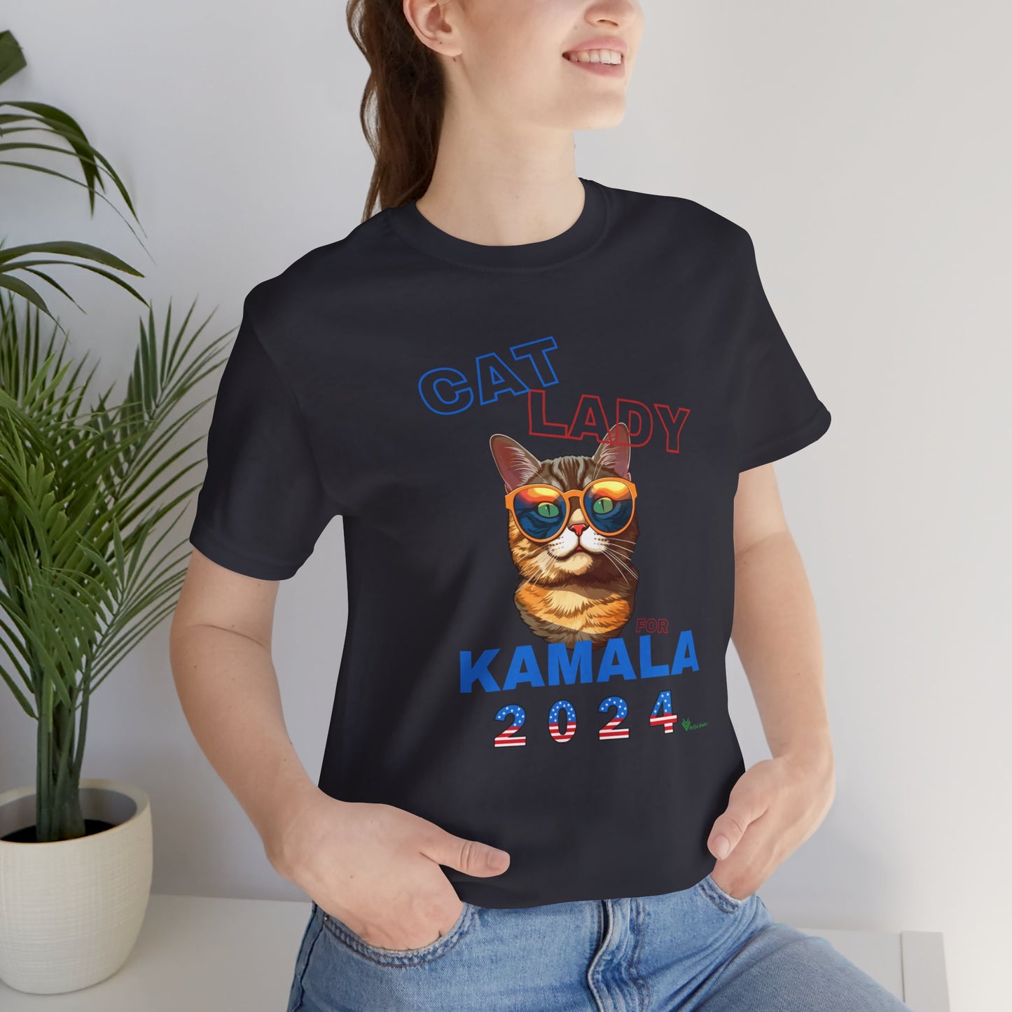 Cat Lady For Kamala Jersey Tee- Orange Tabby #1, One-Side Design