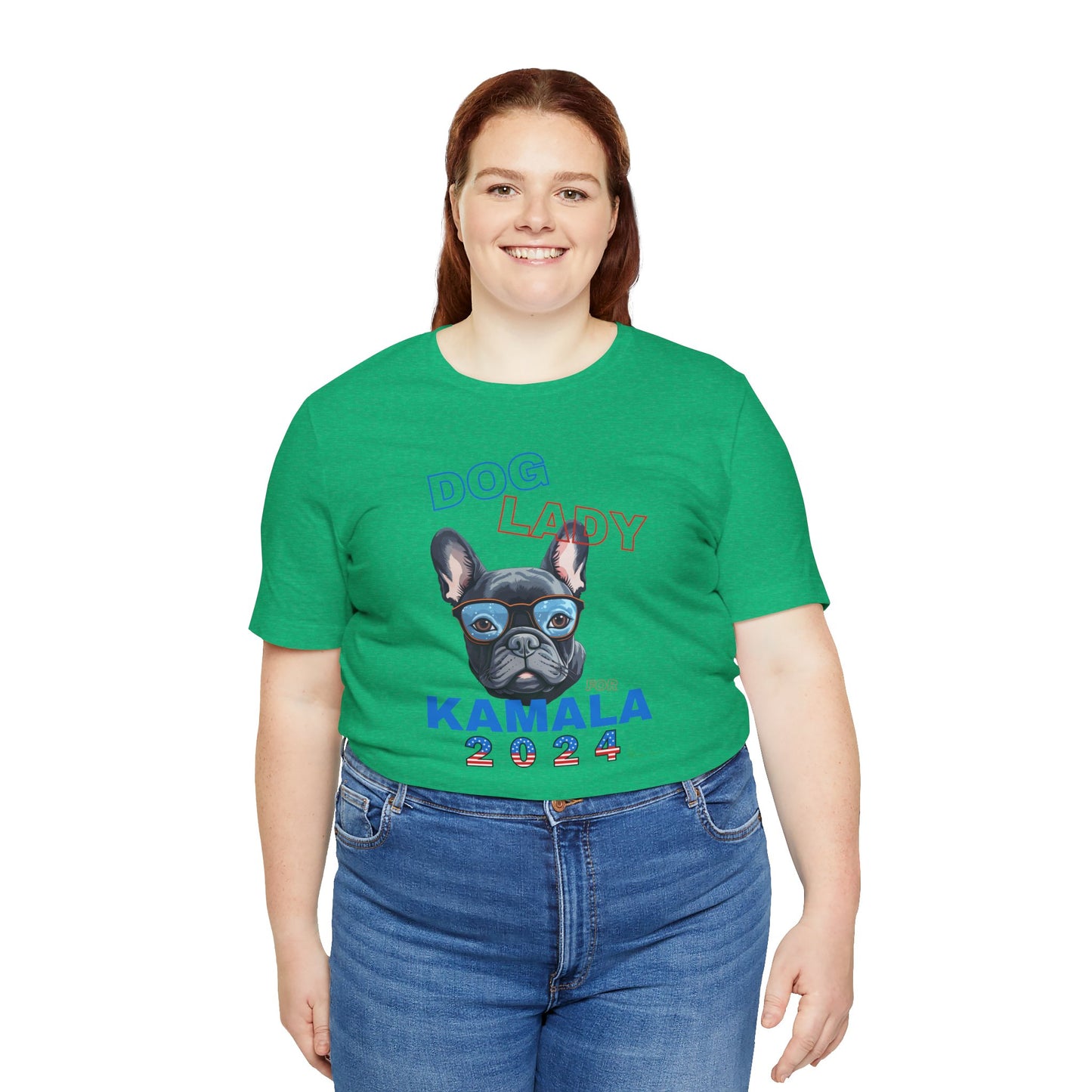 Dog Lady For Kamala Jersey Tee- Frenchie, One-Sided Design