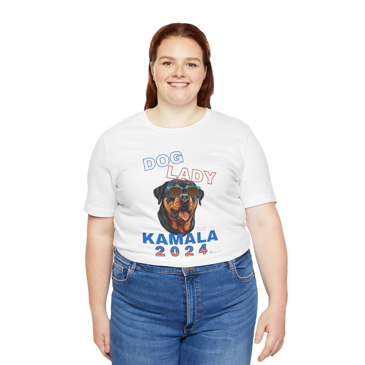 Dog Lady For Kamala Jersey Tee- Rottie, One-Sided Design