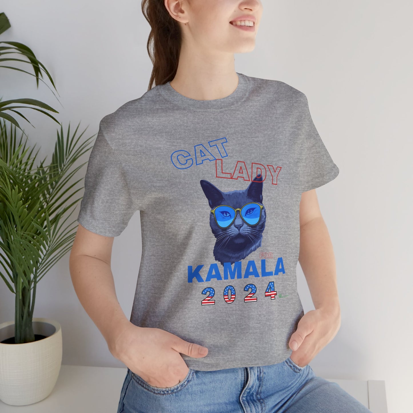 Cat Lady For Kamala Jersey Tee- Black Cat, One-Sided Design