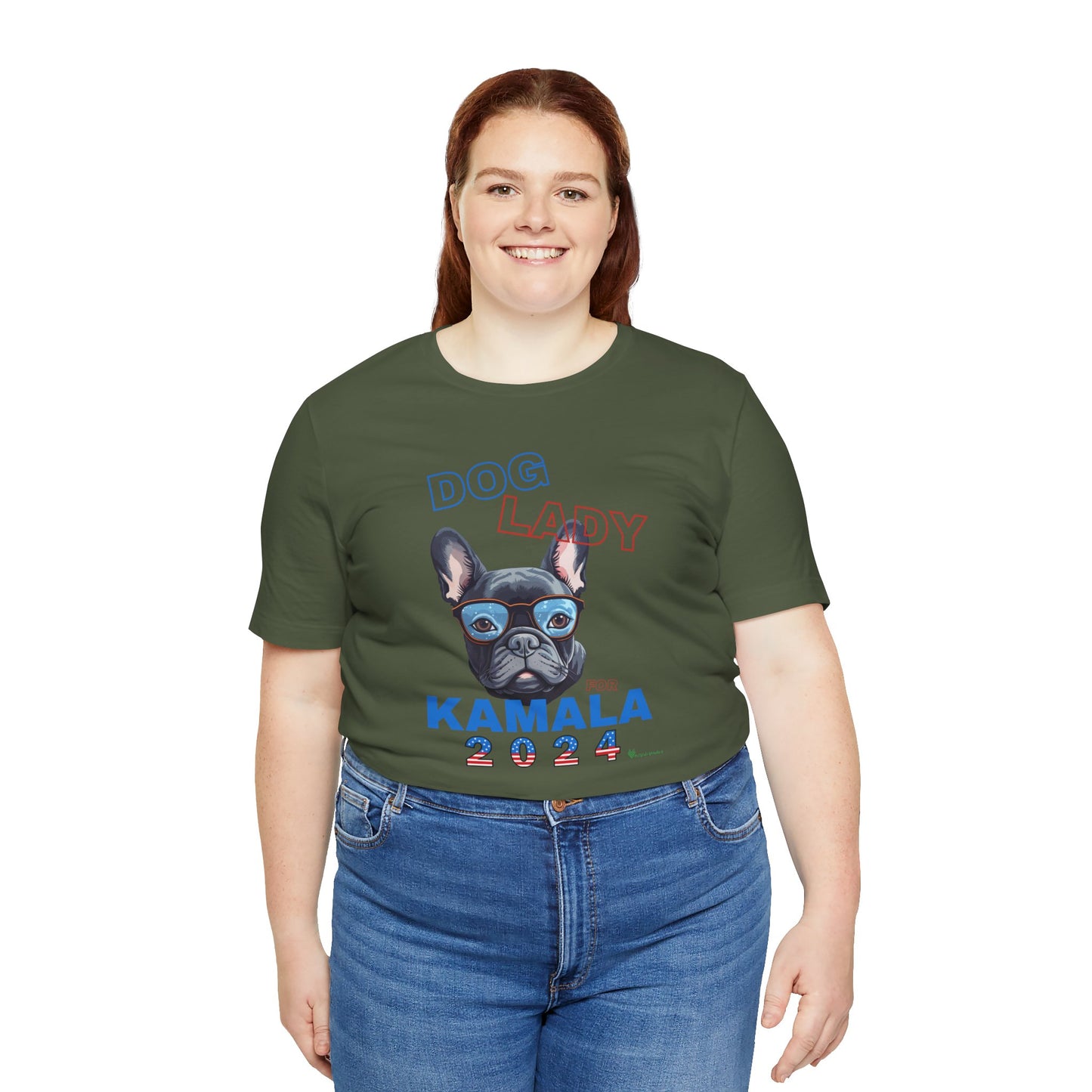 Dog Lady For Kamala Jersey Tee- Frenchie, One-Sided Design