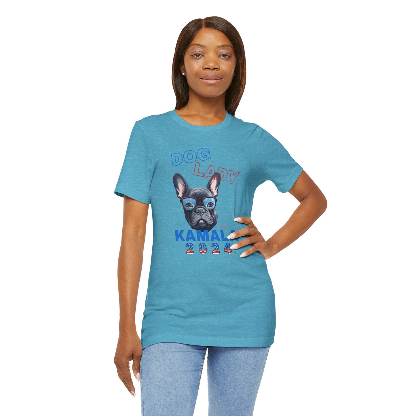 Dog Lady For Kamala Jersey Tee- Frenchie, One-Sided Design