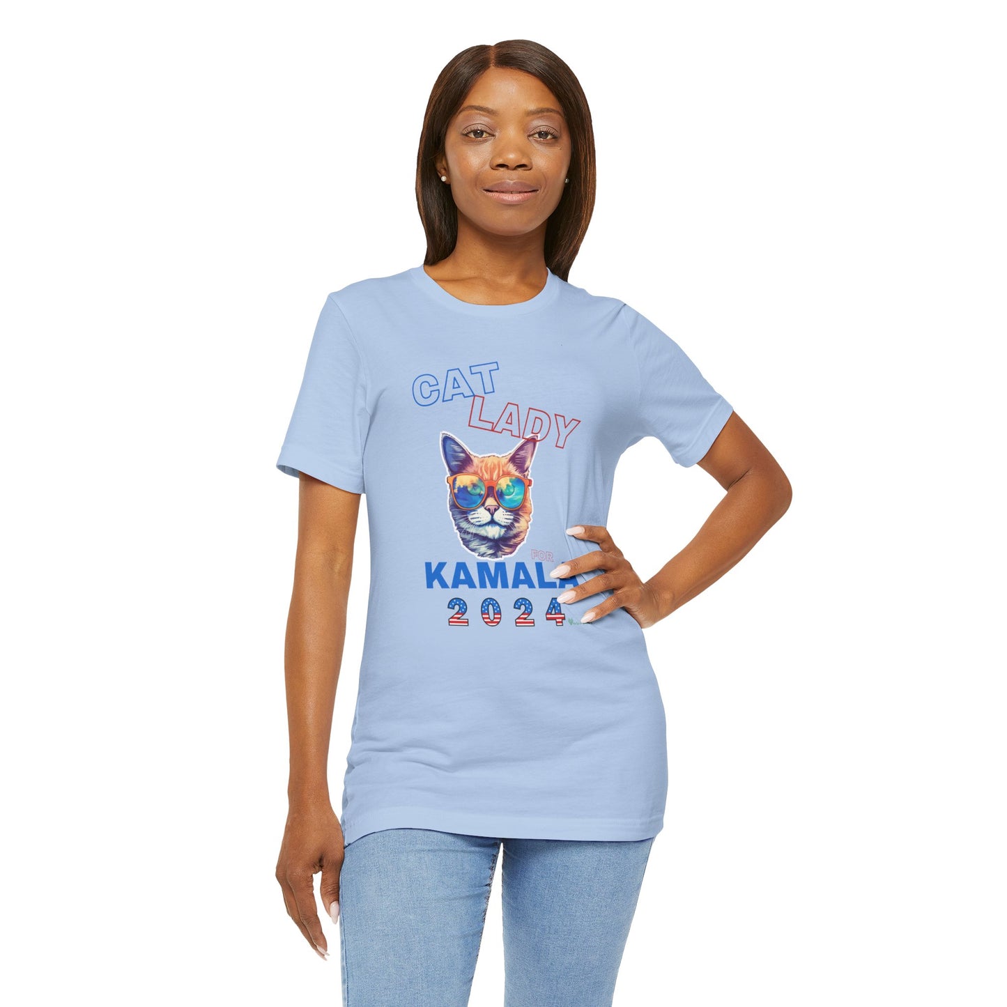 Cat Lady For Kamala Jersey Tee- Orange Tabby #2, One-Sided Design