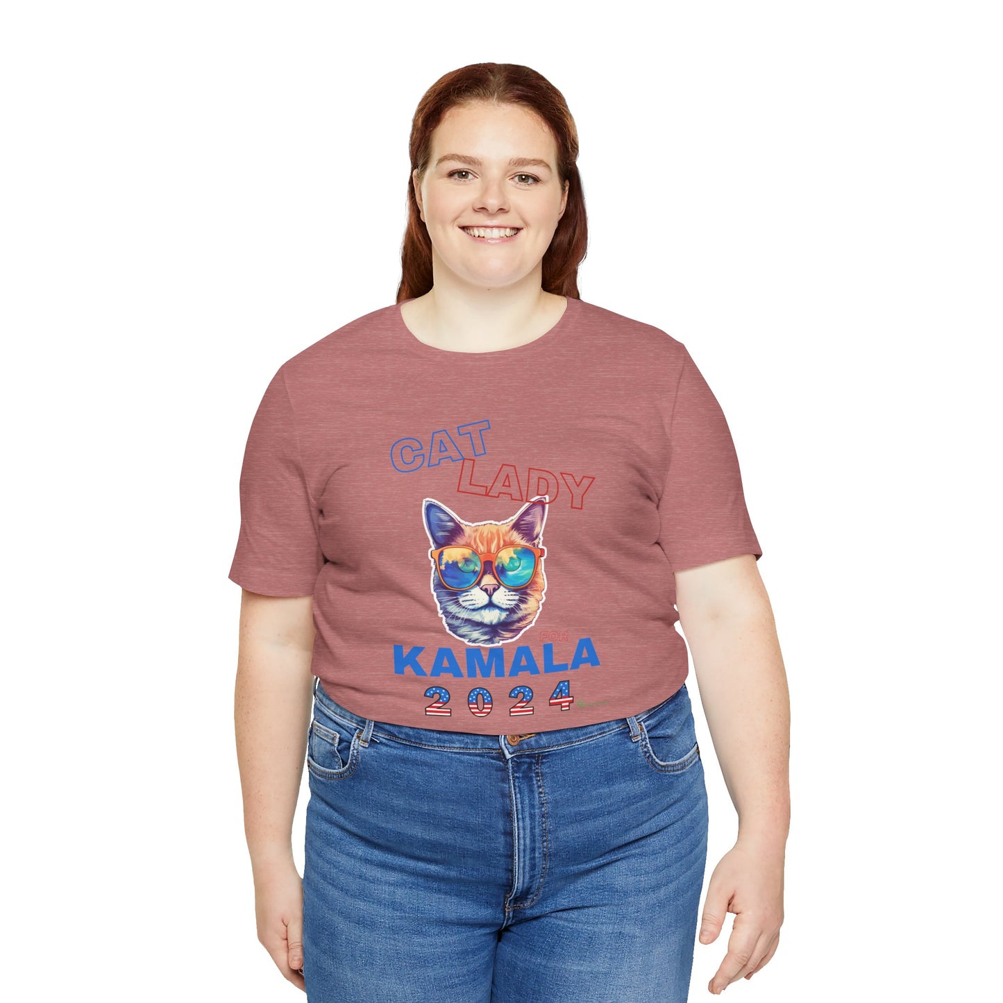 Cat Lady For Kamala Jersey Tee- Orange Tabby #2, Double Sided Design