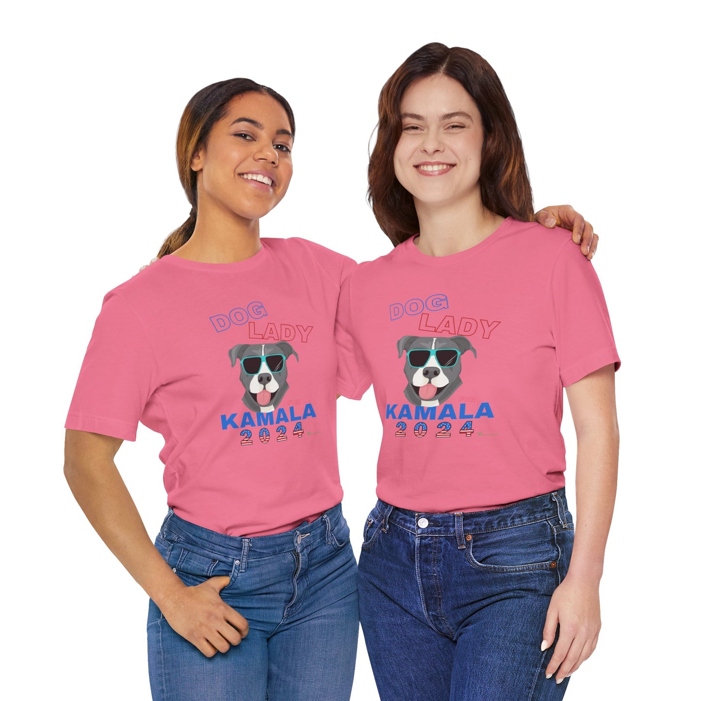 Dog Lady For Kamala Jersey Tee- Pittie, Double Sided Design