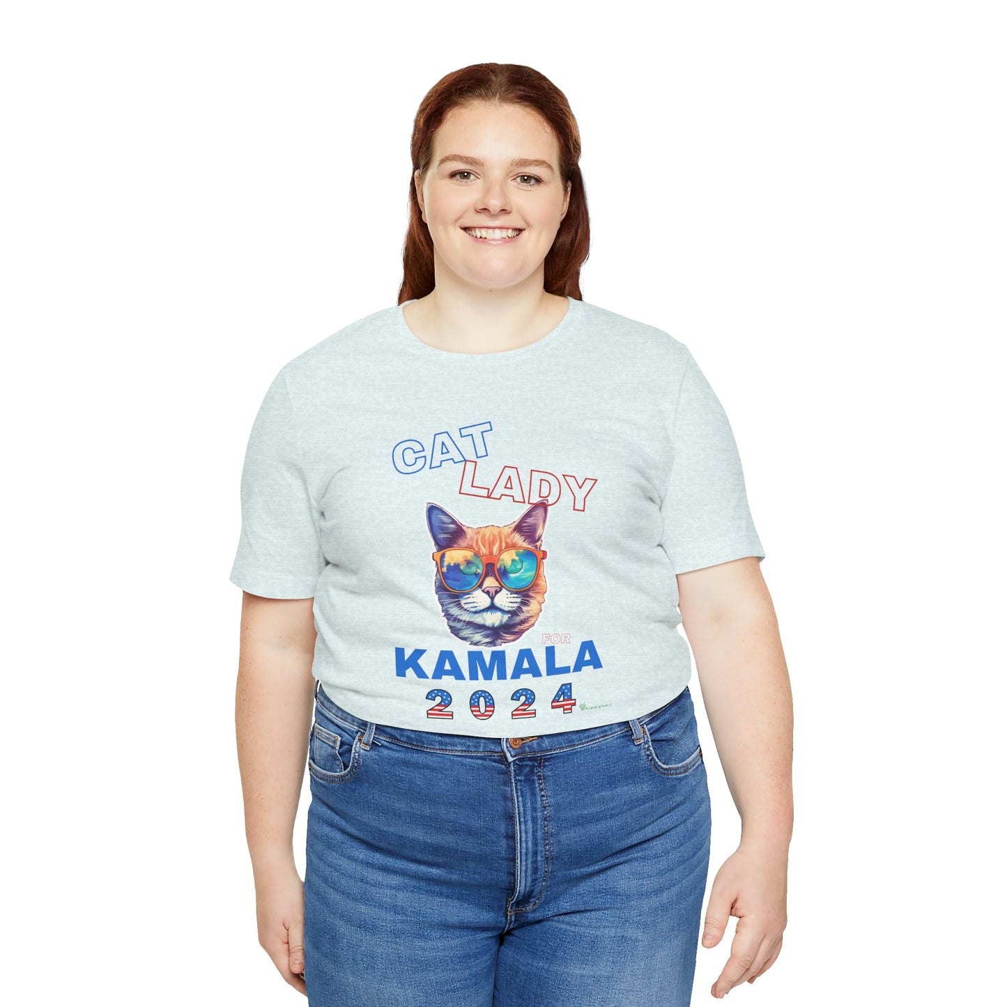 Cat Lady For Kamala Jersey Tee- Orange Tabby #2, Double Sided Design