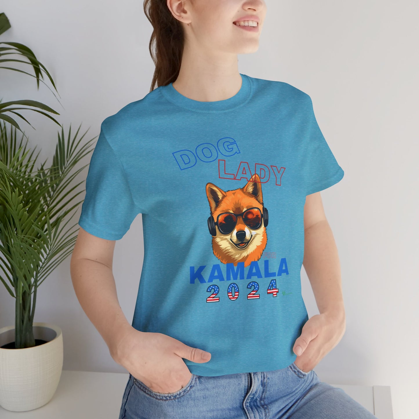 Dog Lady For Kamala Jersey Tee- Shiba Inu, Double-Sided Design