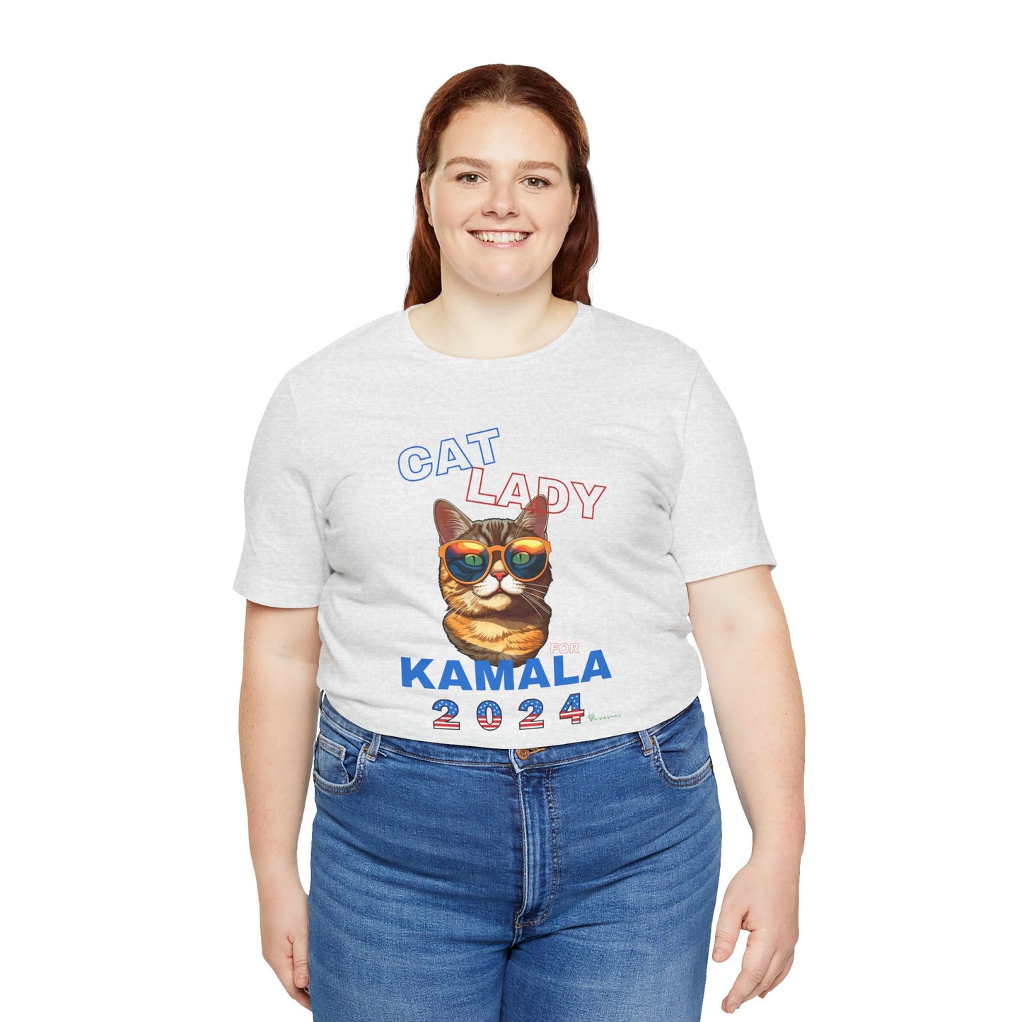 Cat Lady For Kamala Jersey Tee- Orange Tabby #1, One-Side Design