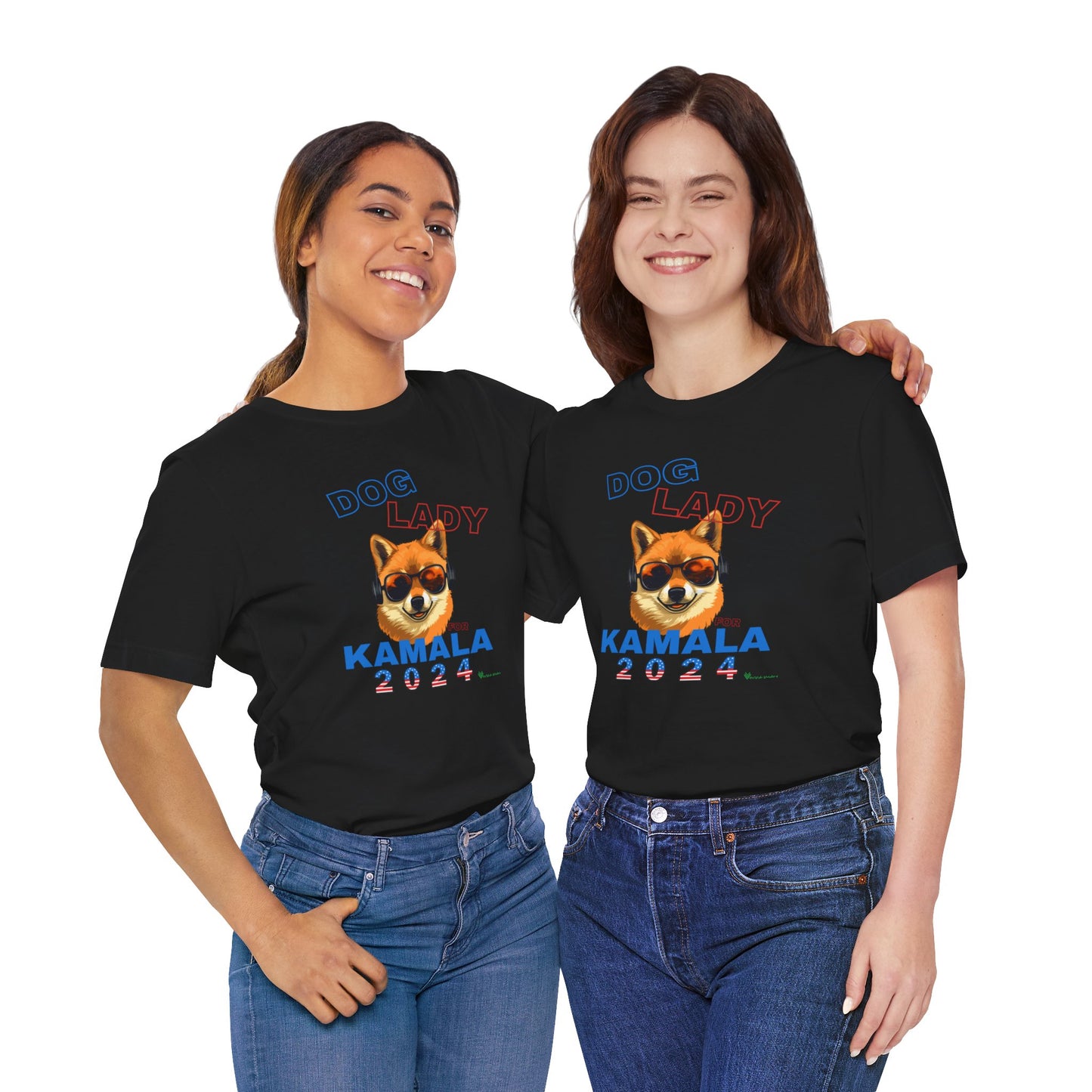 Dog Lady For Kamala Jersey Tee- Shiba Inu, Double-Sided Design