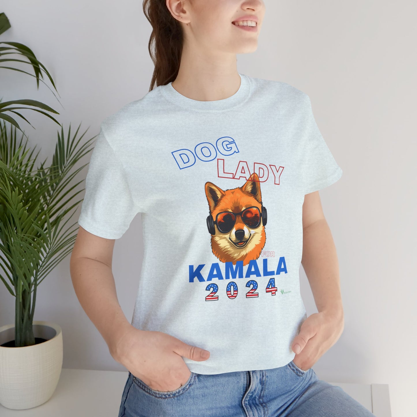 Dog Lady For Kamala Jersey Tee- Shiba Inu, Double-Sided Design