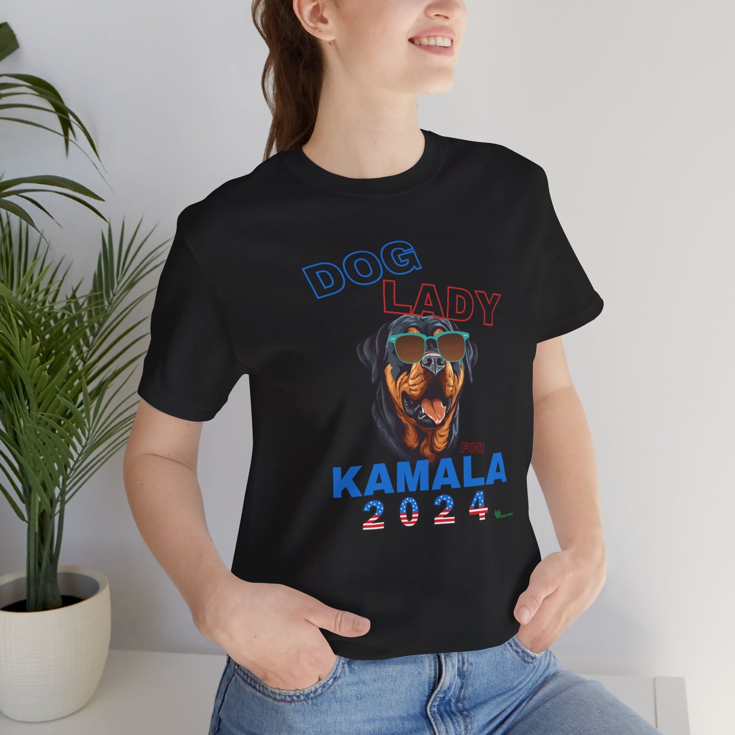 Dog Lady For Kamala Jersey Tee- Rottie, One-Sided Design