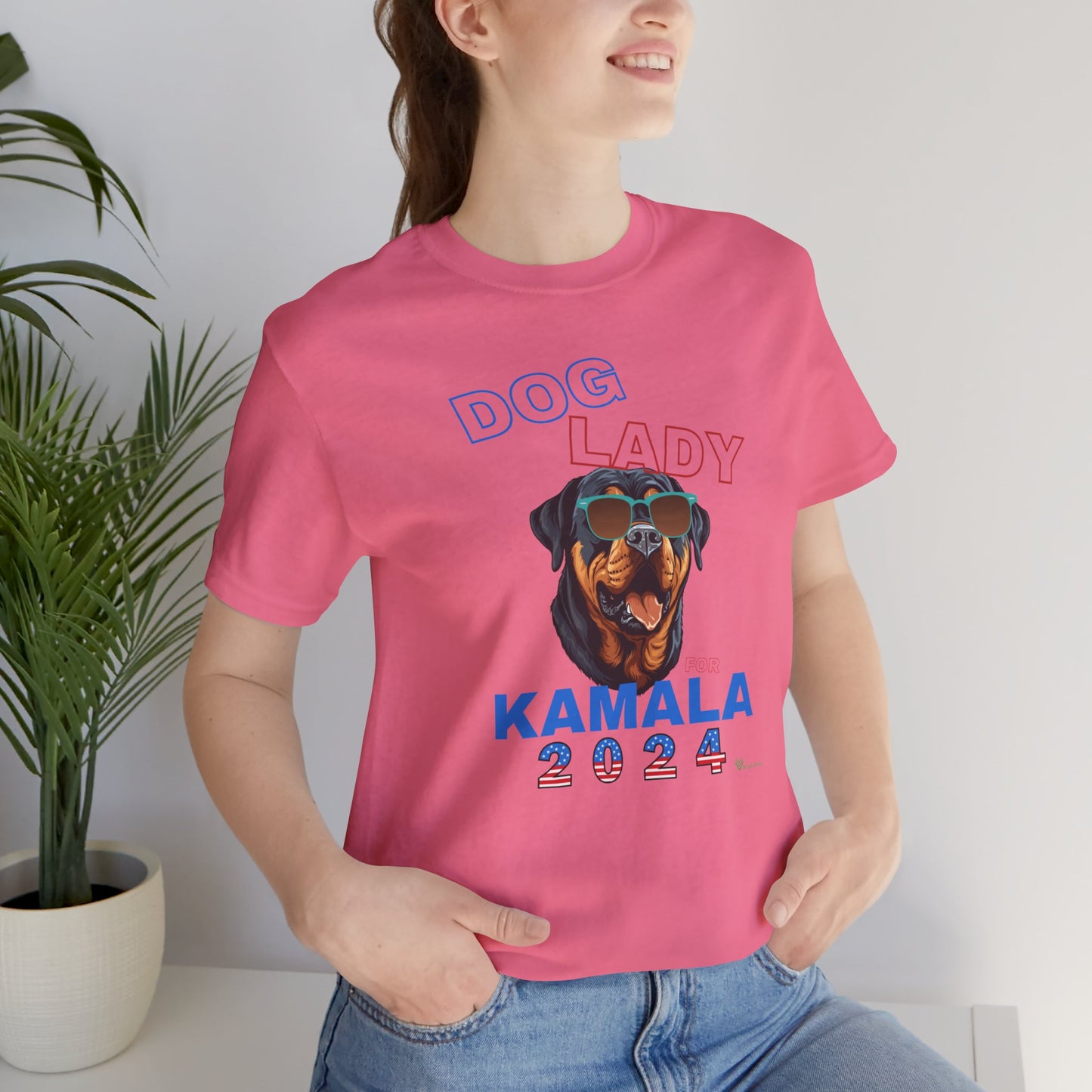 Dog Lady For Kamala Jersey Tee- Rottie, One-Sided Design