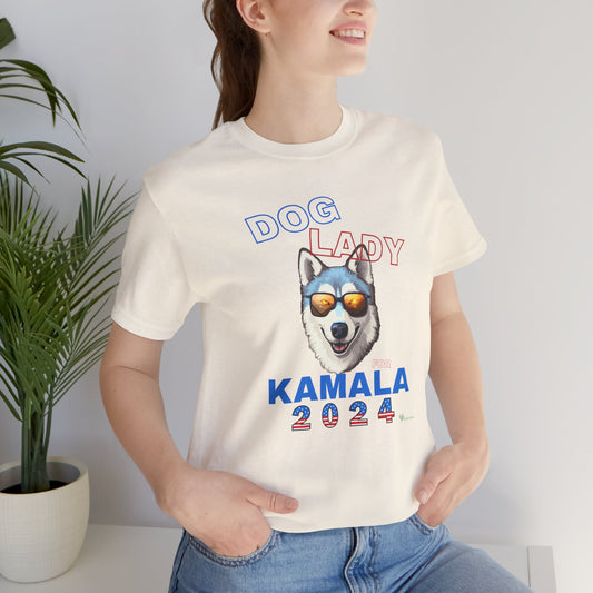 Dog Lady For Kamala Jersey Tee- Husky, One-Sided Design